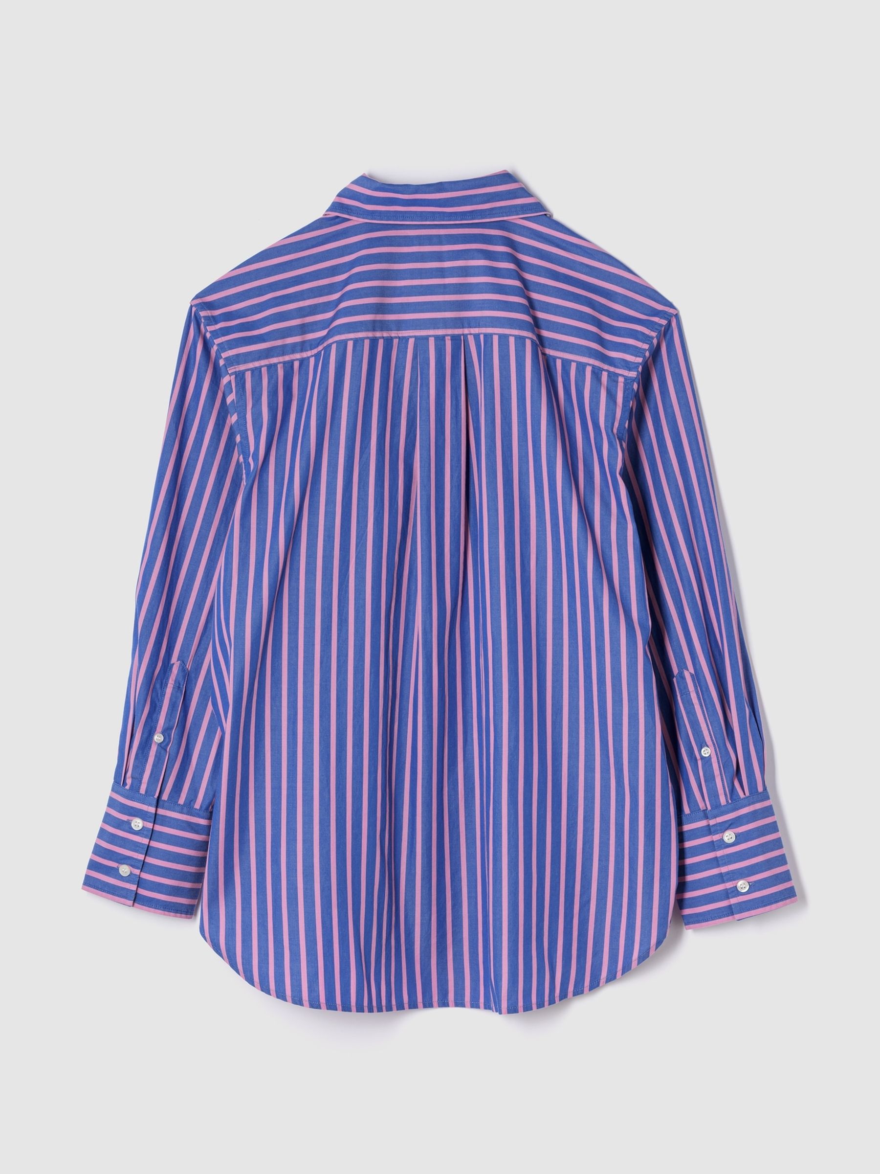 Blue/Pink Cotton Poplin Striped Oversized Shirt - Image 4 of 6