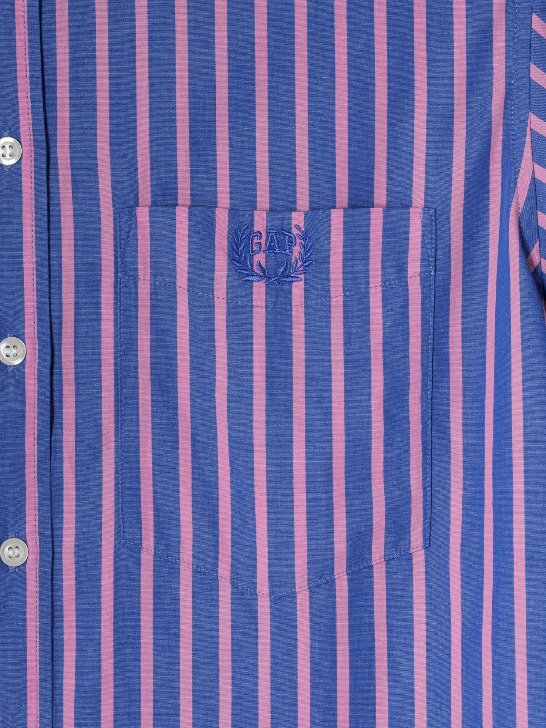 Blue/Pink Cotton Poplin Striped Oversized Shirt - Image 6 of 6