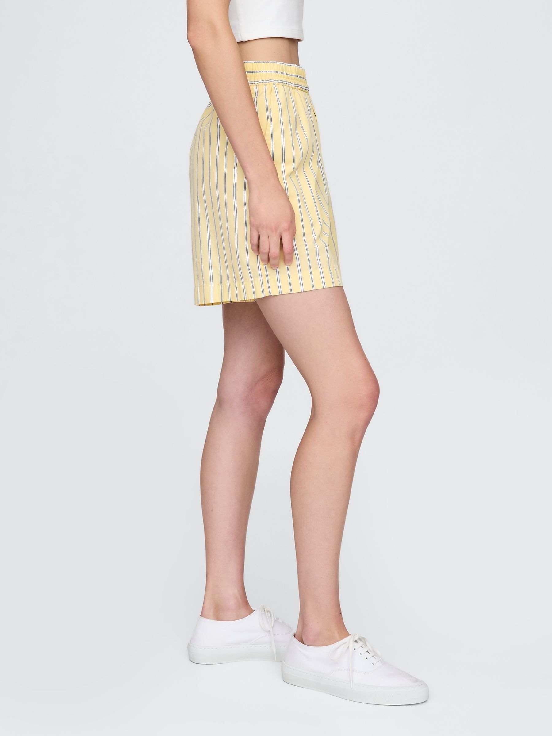 Yellow Cotton Poplin Striped Shorts - Image 3 of 9