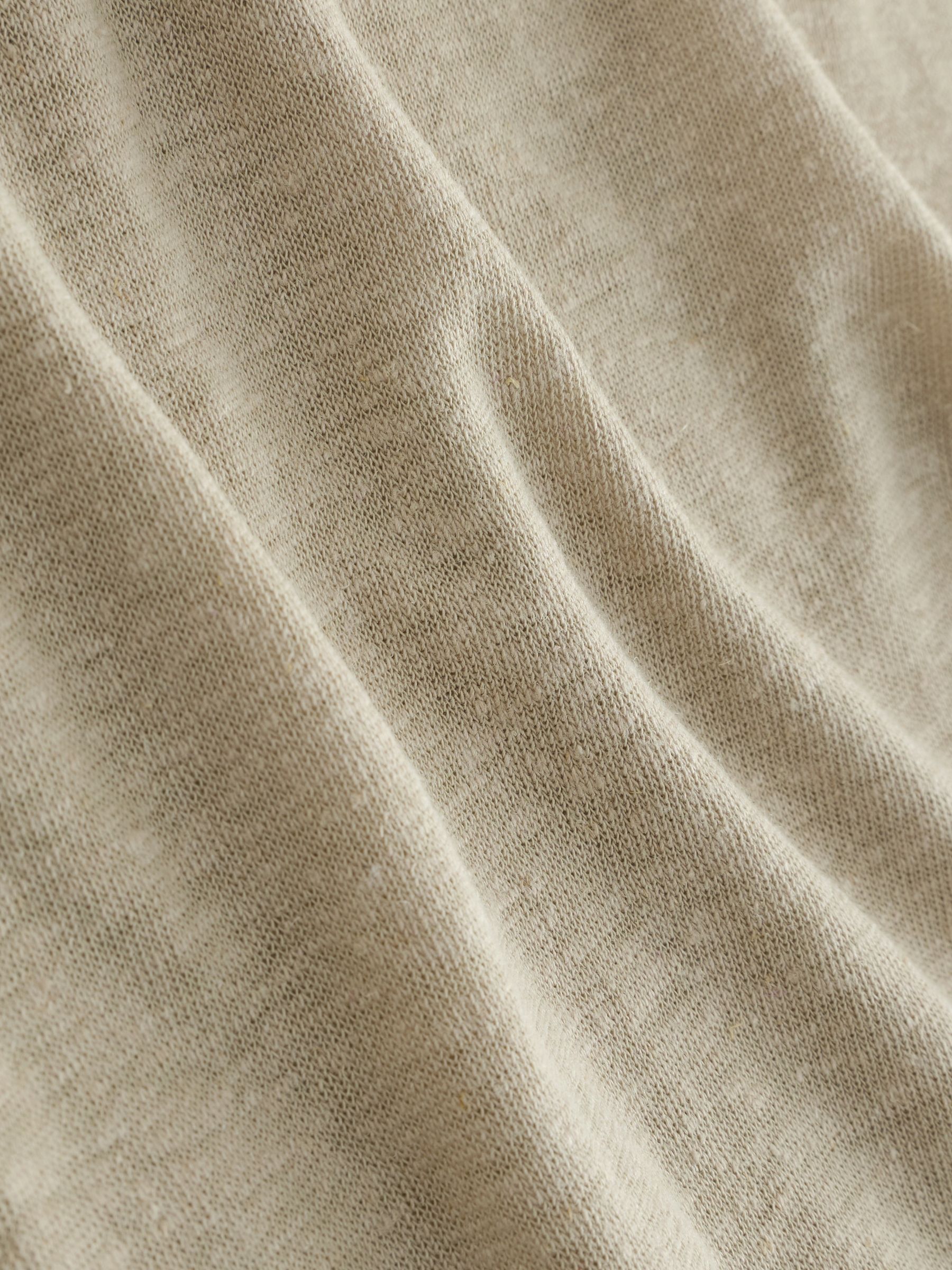 Brown Linen Blend Short Sleeve Scoop Neck T-Shirt - Image 4 of 4