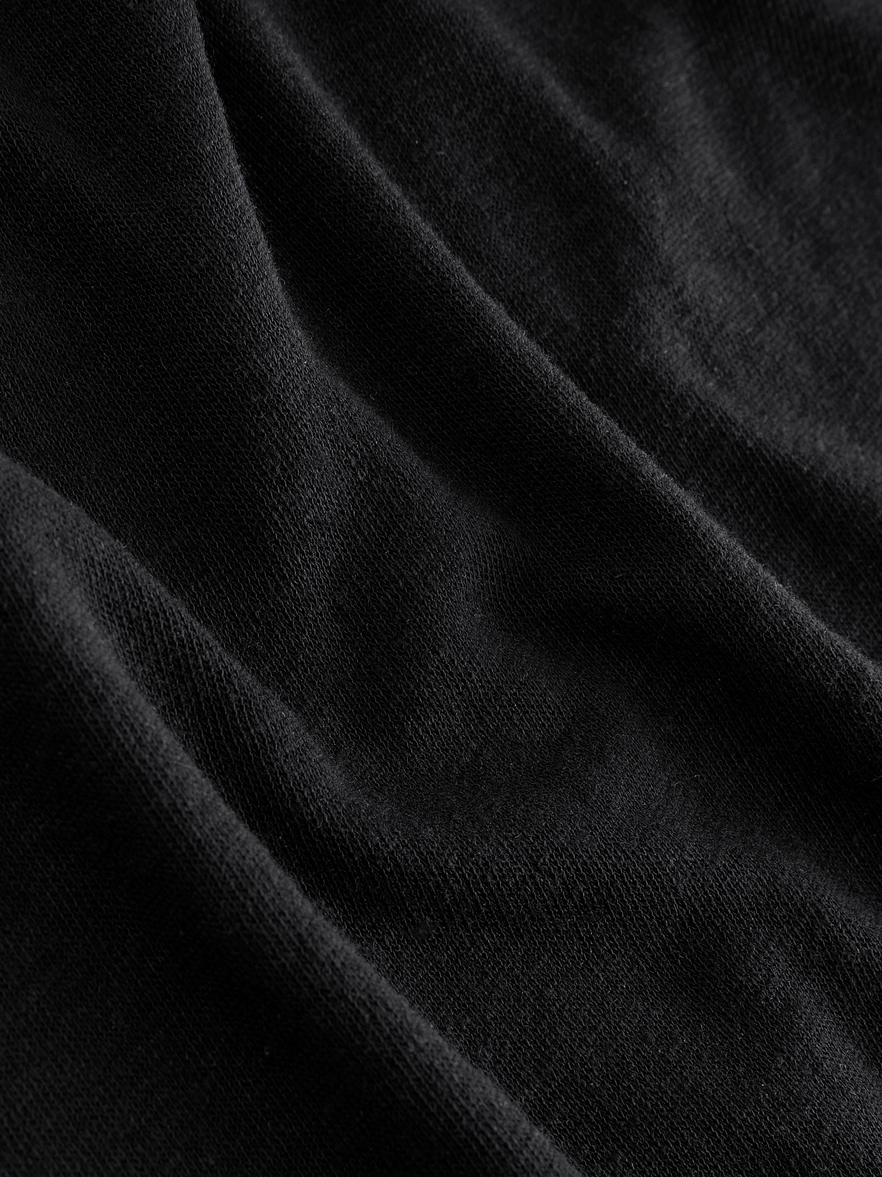 Black Linen Blend Short Sleeve Scoop Neck T-Shirt - Image 7 of 7