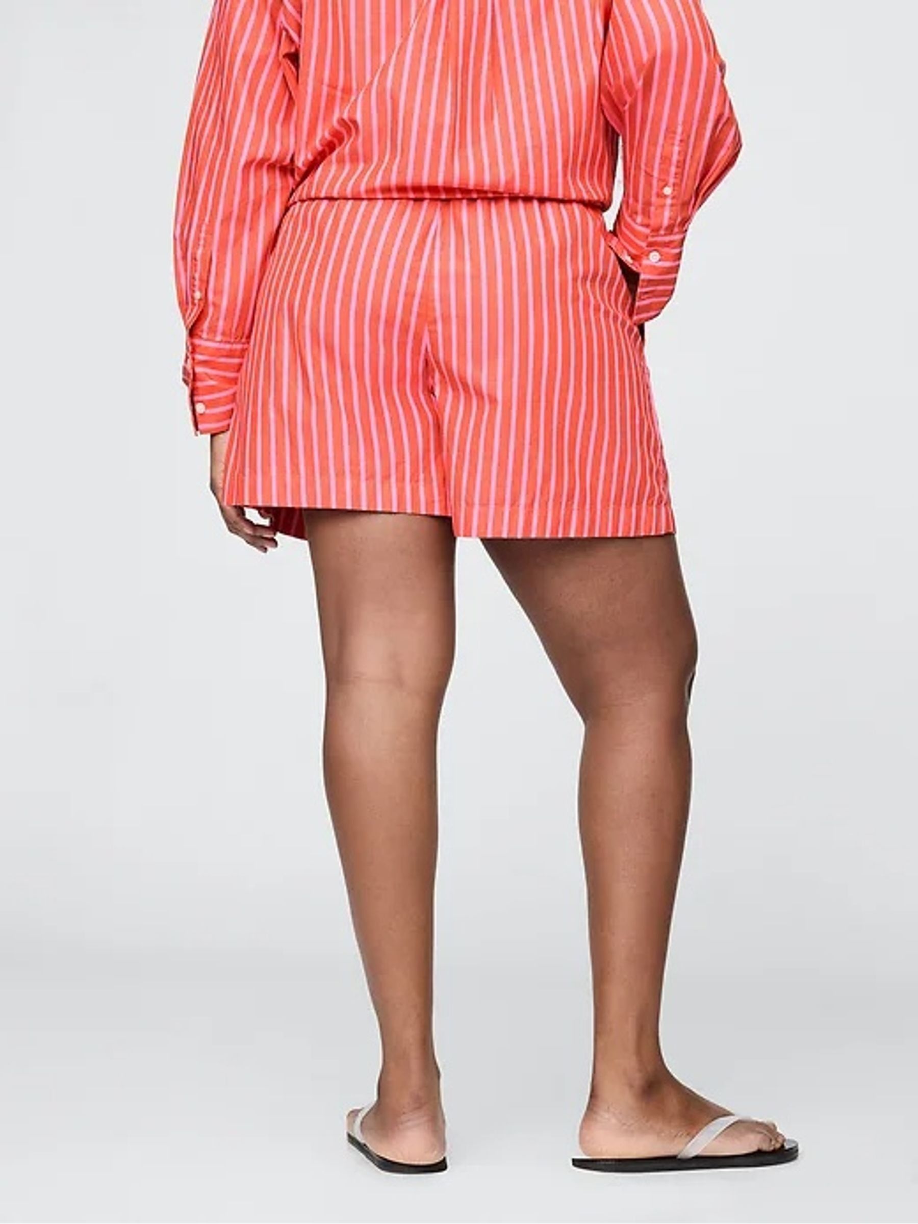 Red Cotton Poplin Striped Shorts - Image 6 of 7