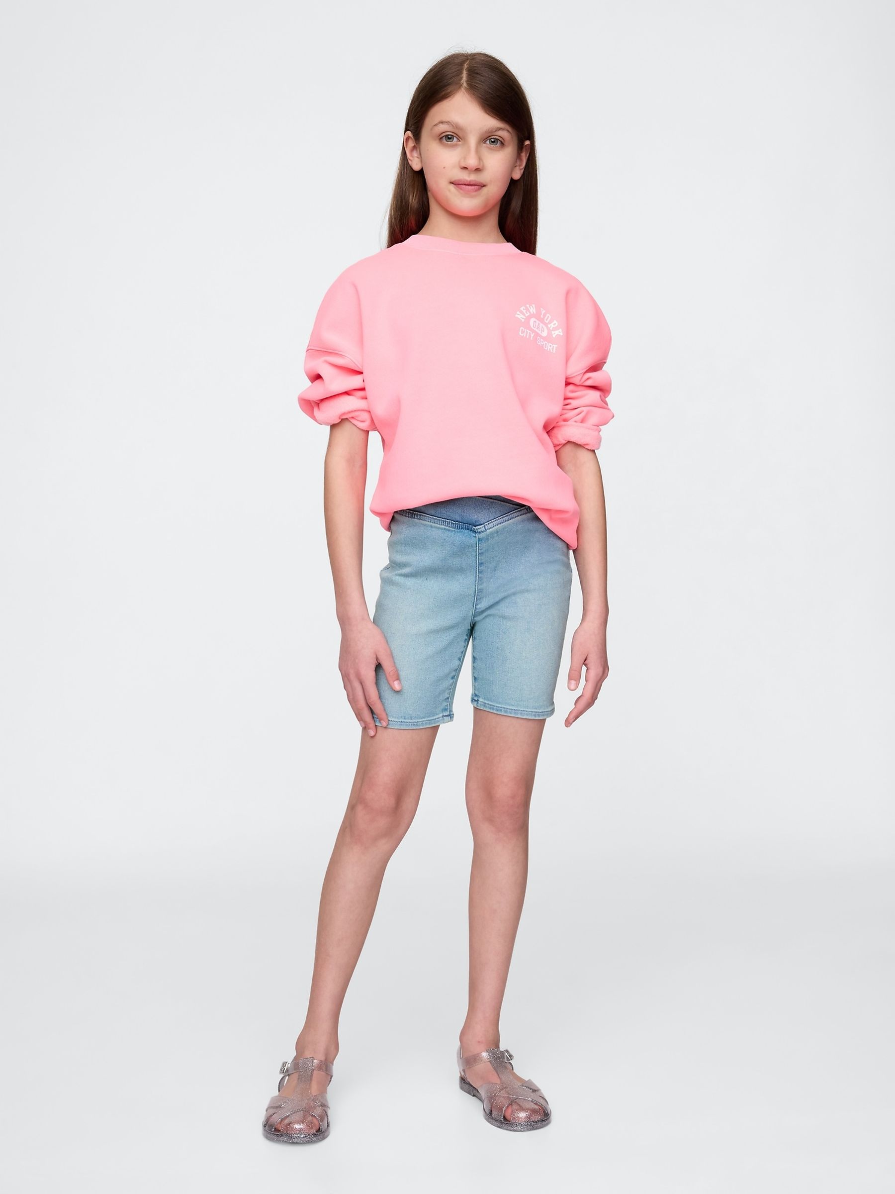Blue Denim Bike Shorts - Image 3 of 5