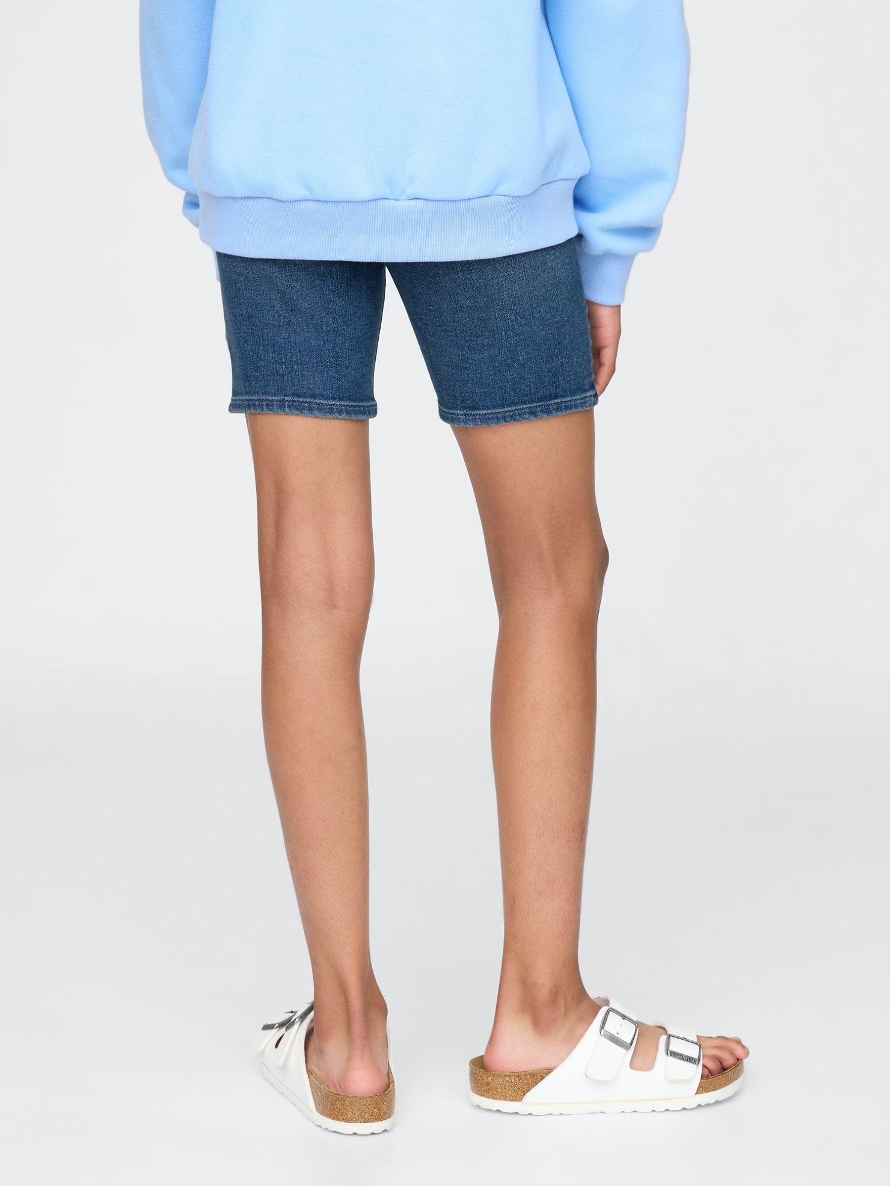 Dark Blue Denim Bike Shorts - Image 2 of 5