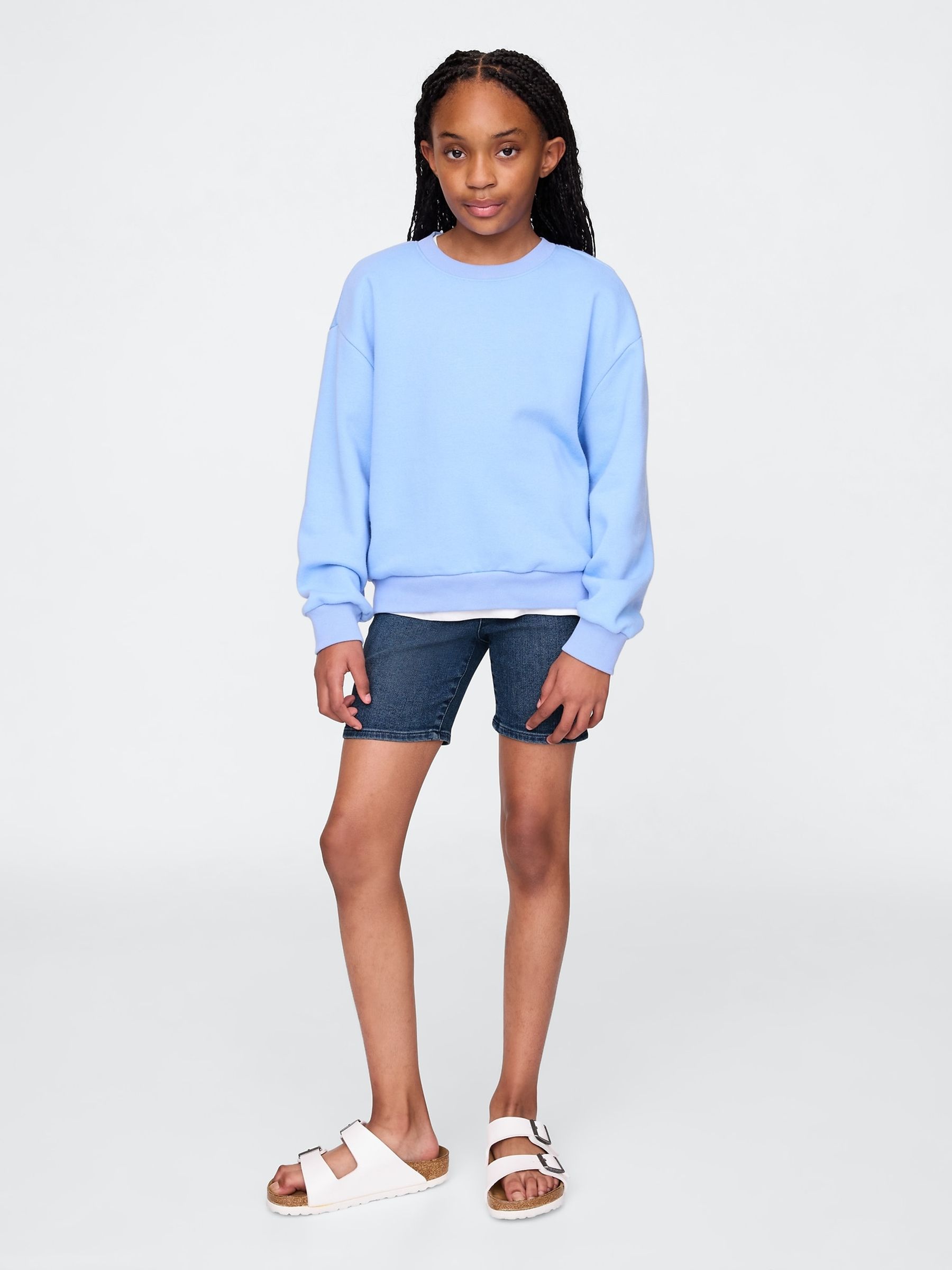Dark Blue Denim Bike Shorts - Image 3 of 5