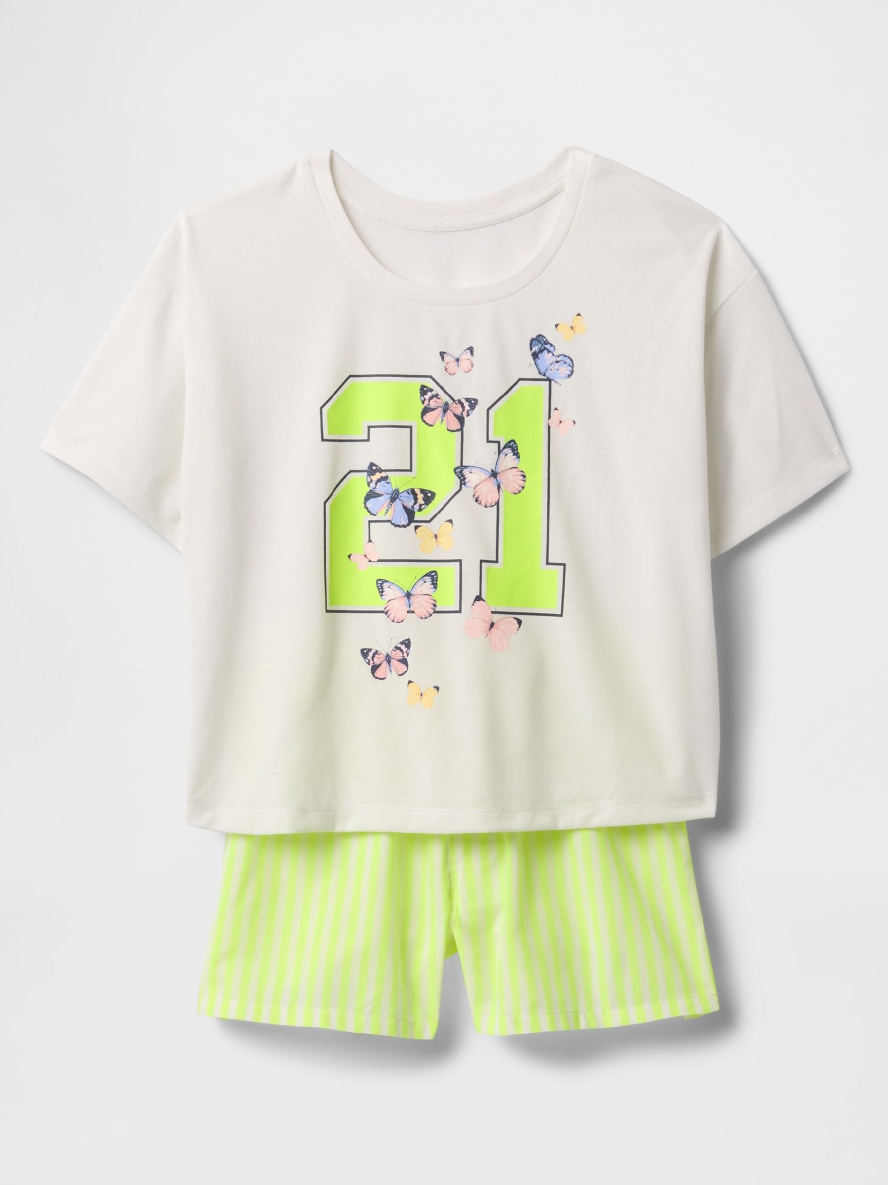 Cream & Yellow Butterfly Pointelle Short Pyjamas (6-13yrs) - Image 1 of 3