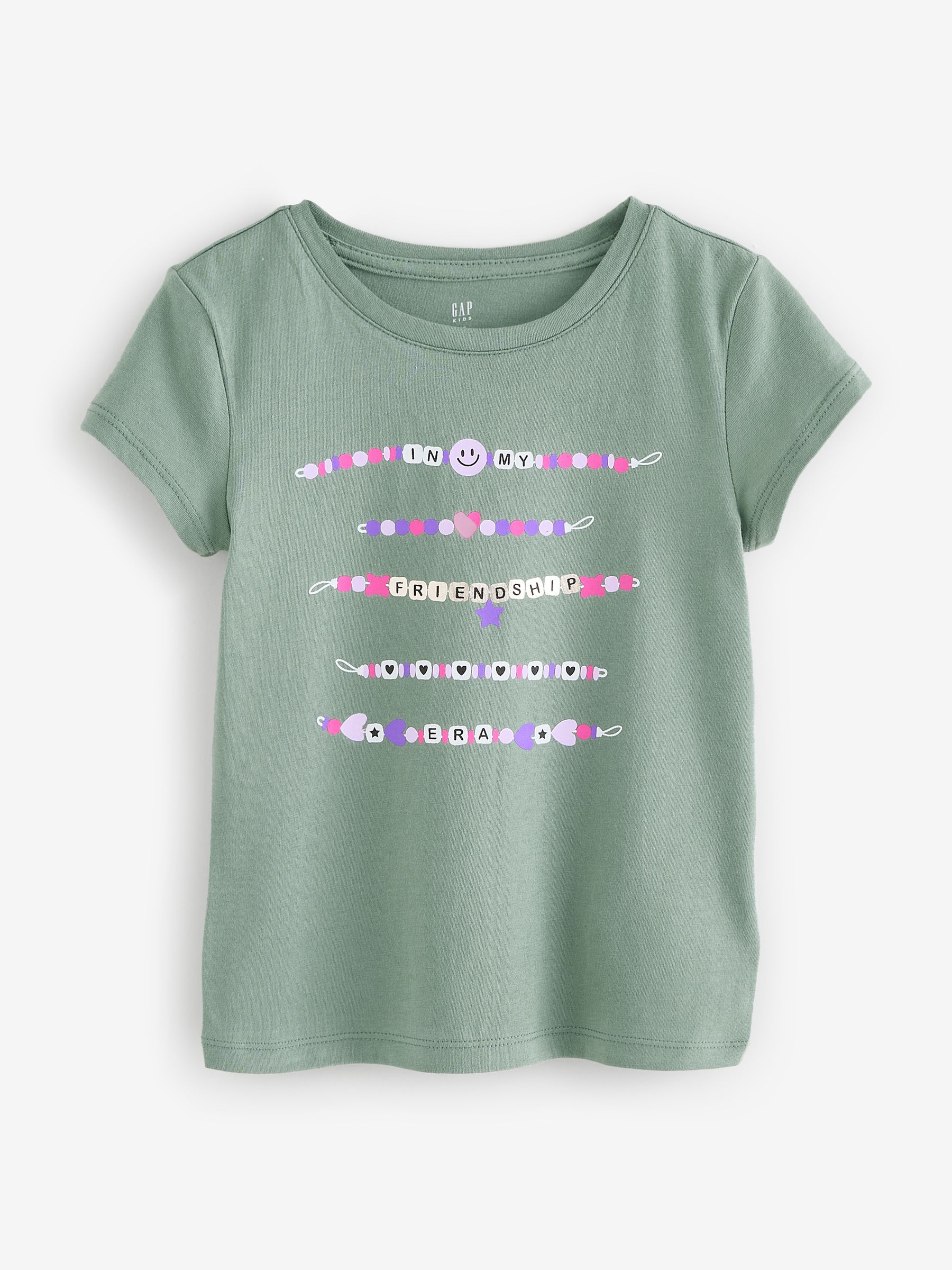 Green Friendship Bracelet Short Sleeve Crew Neck Graphic T-Shirt (4-13yrs) - Image 1 of 4