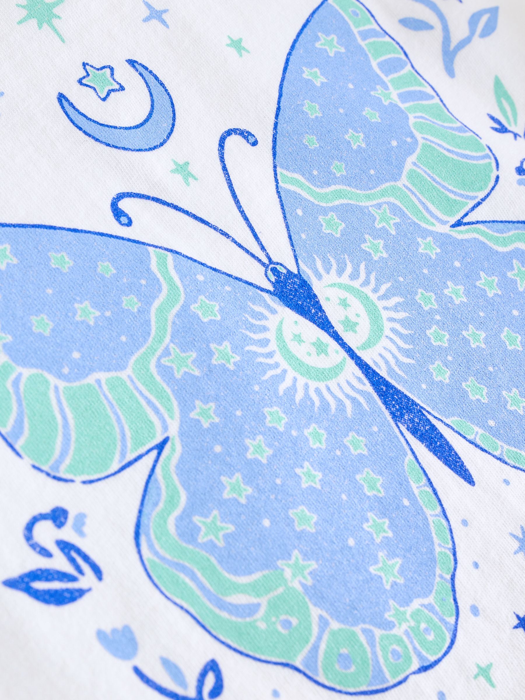 White/Blue Butterfly Logo Short Sleeve Crew Neck T-Shirt - Image 4 of 4