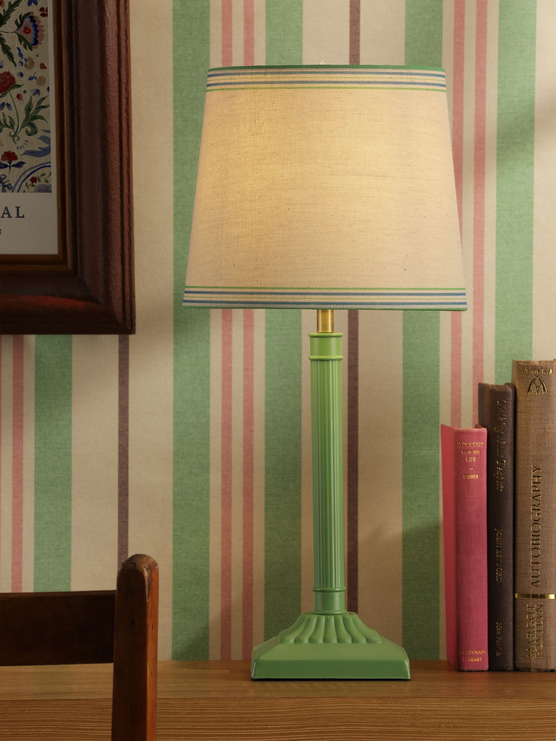 Green Buscot Square Base Table Lamp with Shade - Image 1 of 6 Green Buscot Square Base Table Lamp with Shade - Image 1 of 6