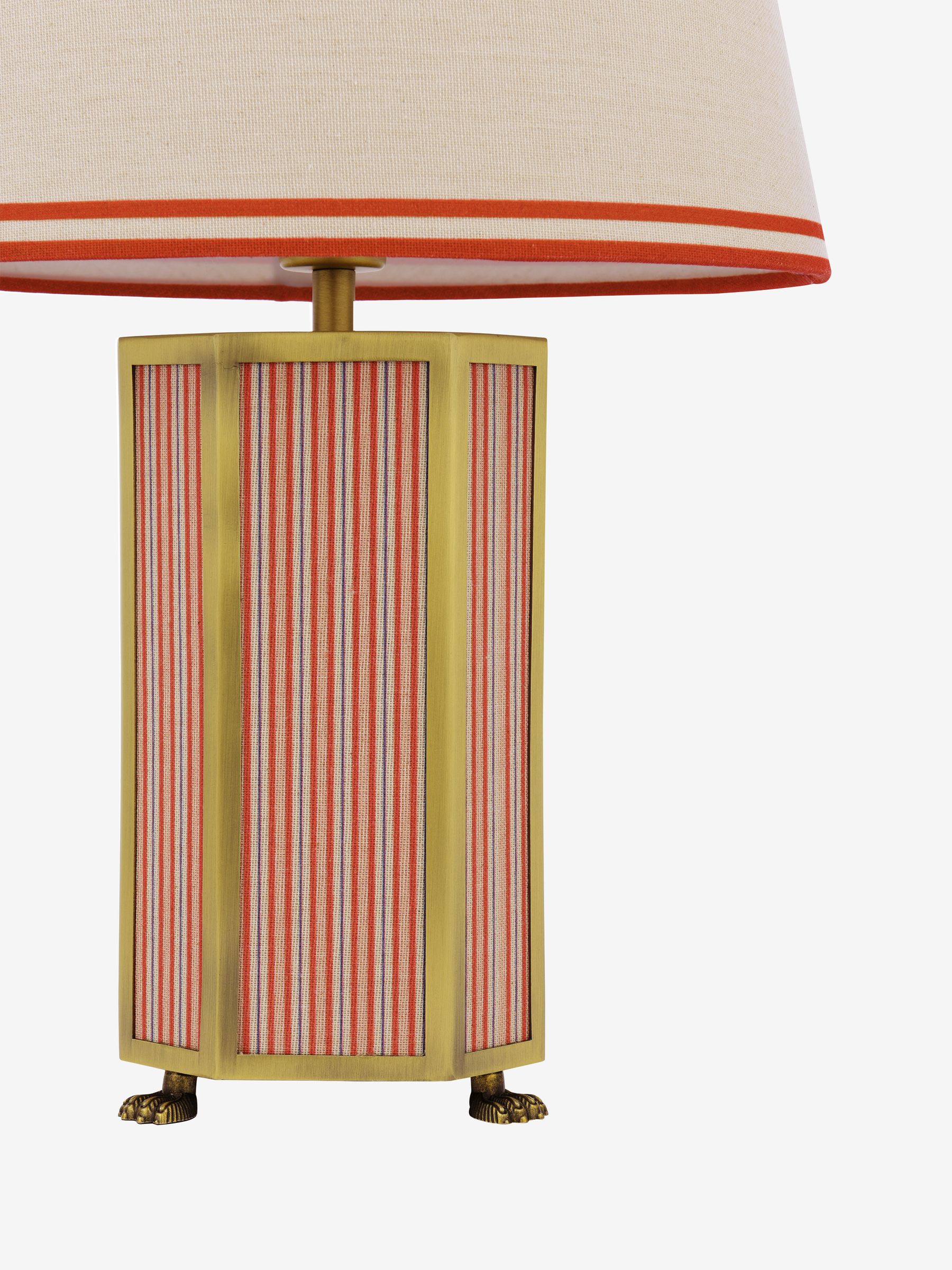 Red Helmingham Antique Brass Claw Foot Table Lamp - Image 5 of 9