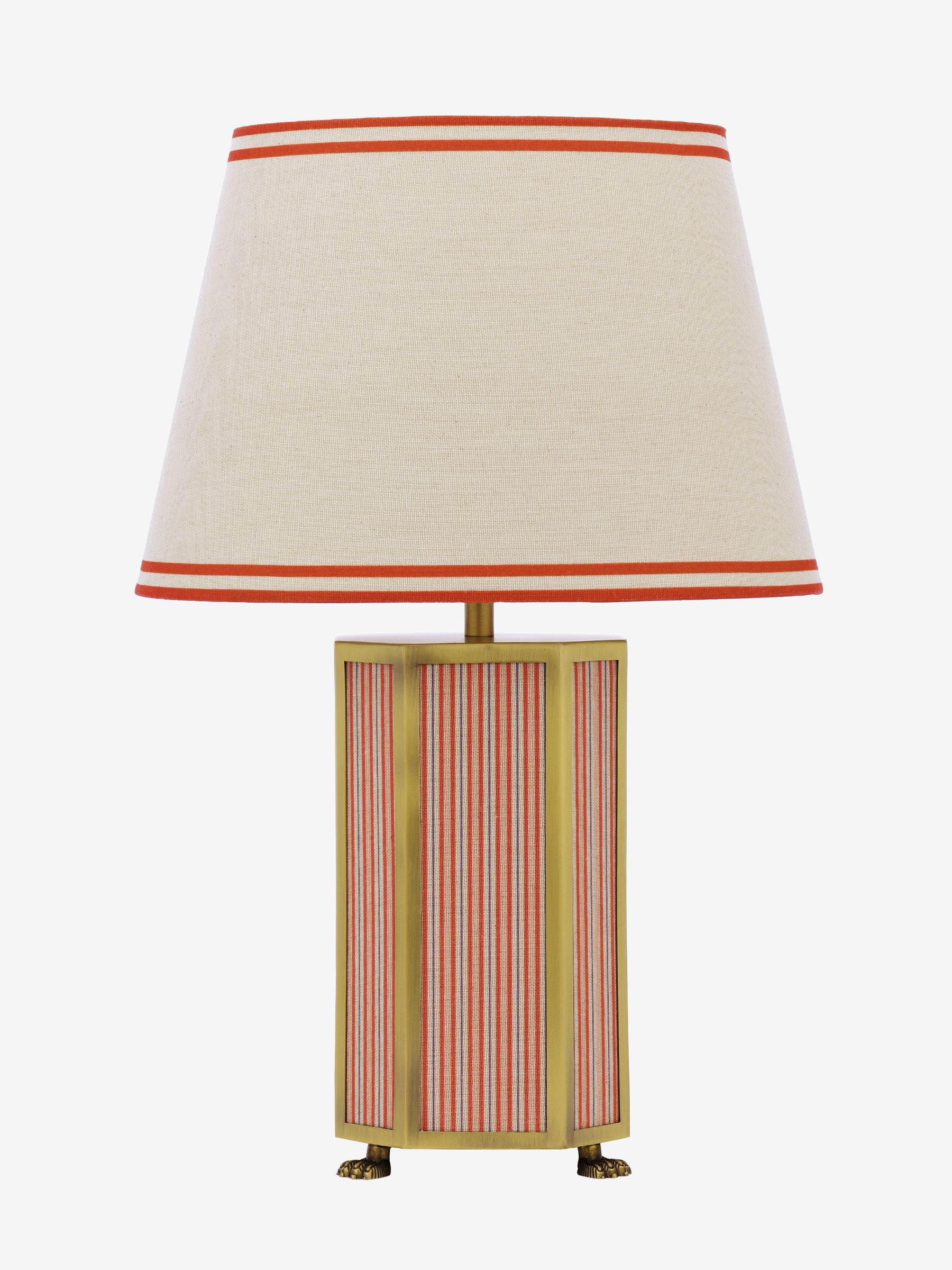 Red Helmingham Antique Brass Claw Foot Table Lamp - Image 8 of 9