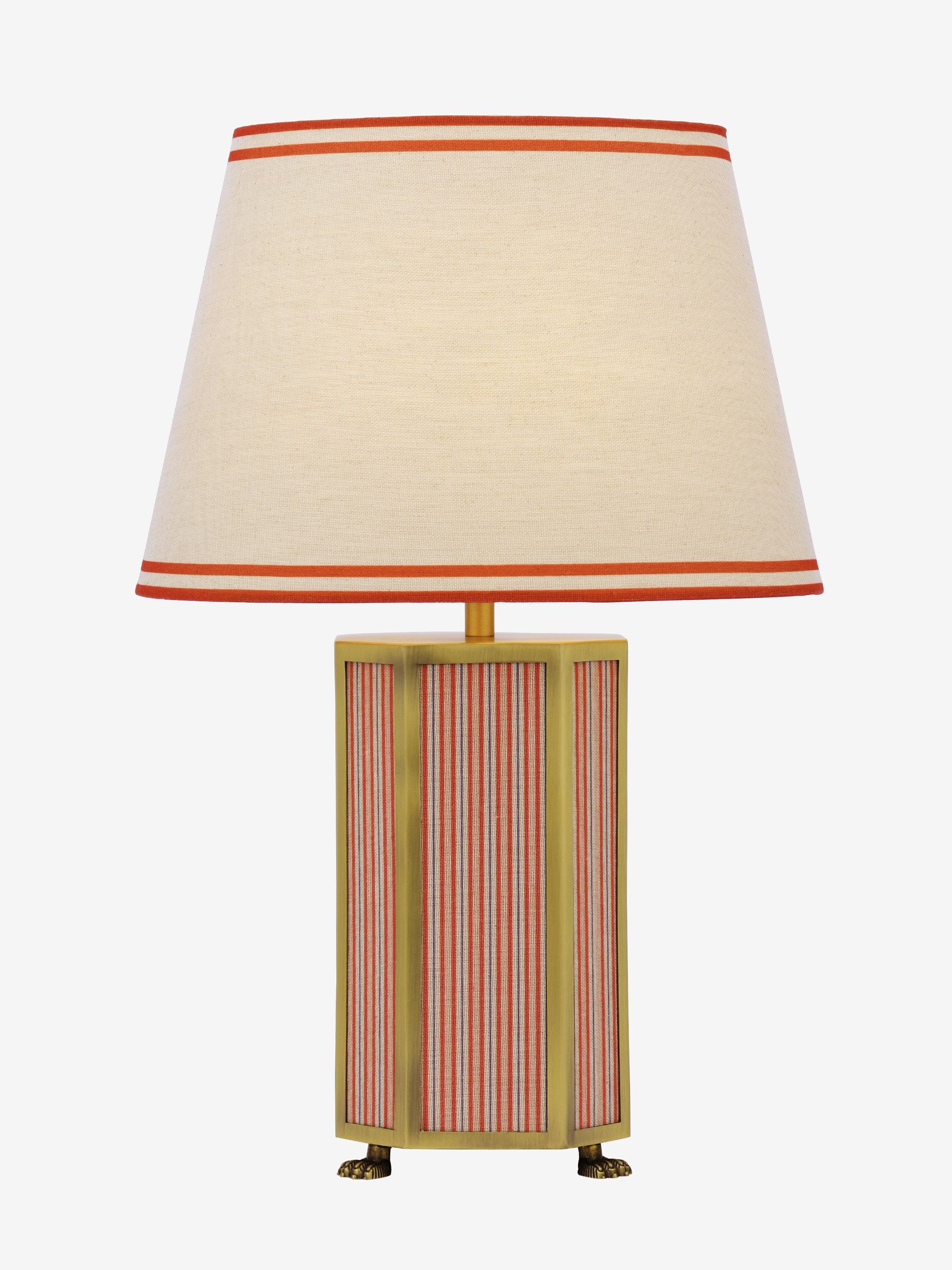 Red Helmingham Antique Brass Claw Foot Table Lamp - Image 9 of 9