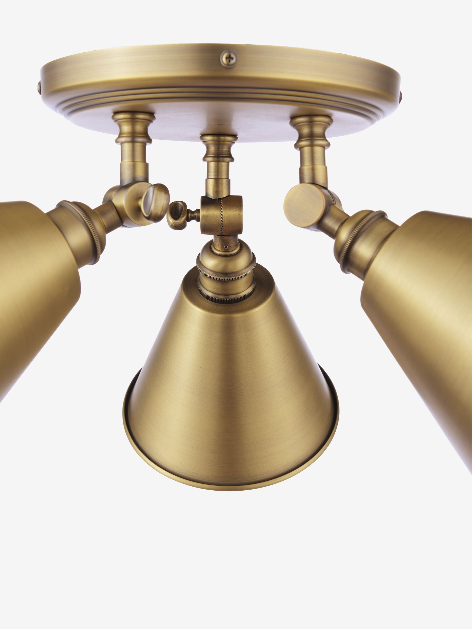 Antique Brass Wollaton 3 Light Flush Ceiling Light - Image 5 of 8