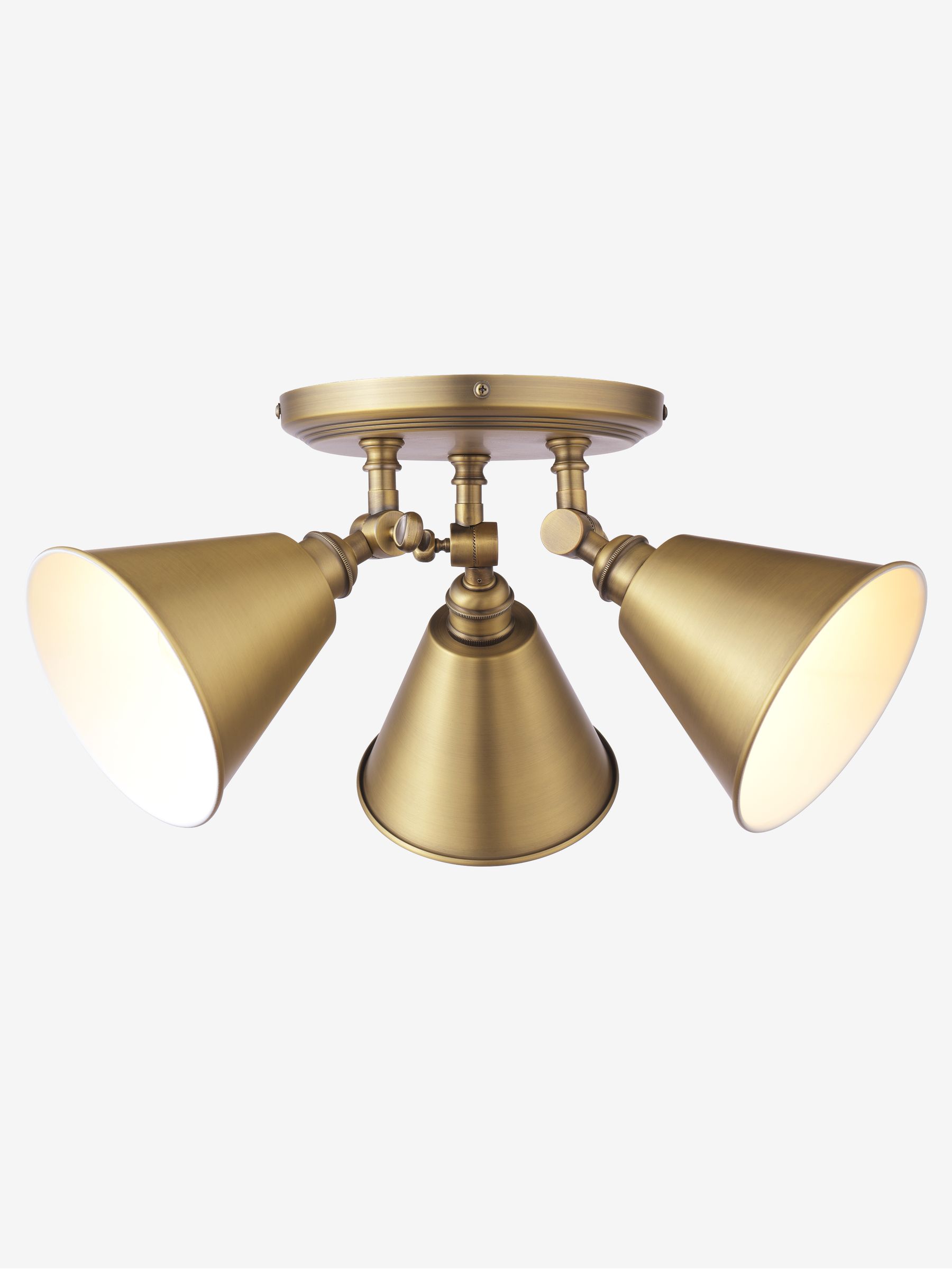 Antique Brass Wollaton 3 Light Flush Ceiling Light - Image 6 of 8