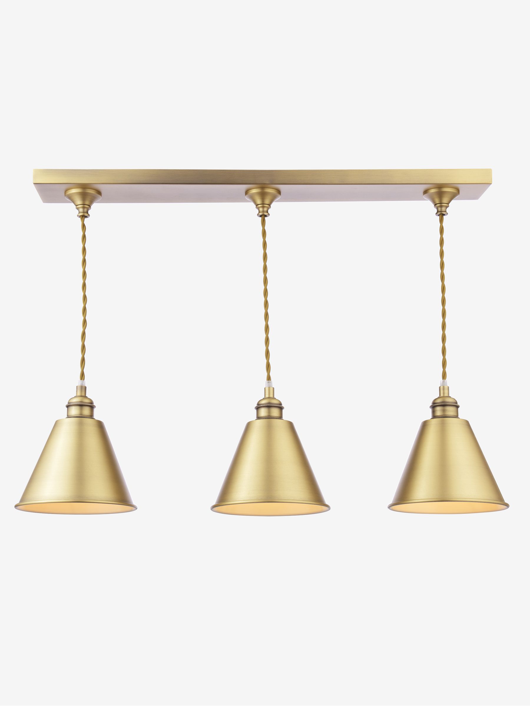 Antique Brass Wollaton 3 Light Linear Pendant Bar Ceiling Light - Image 5 of 5