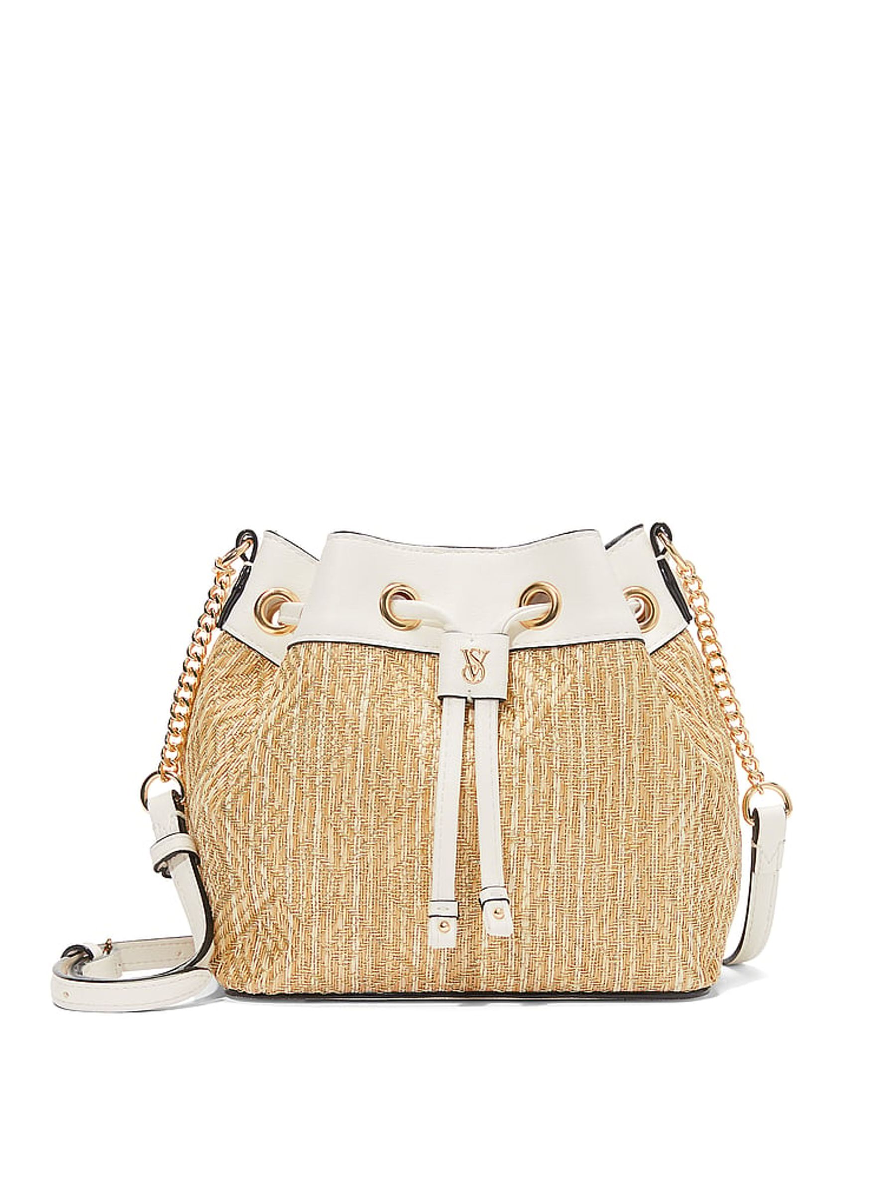 Brown Straw Mini Bucket Bag - Image 1 of 3