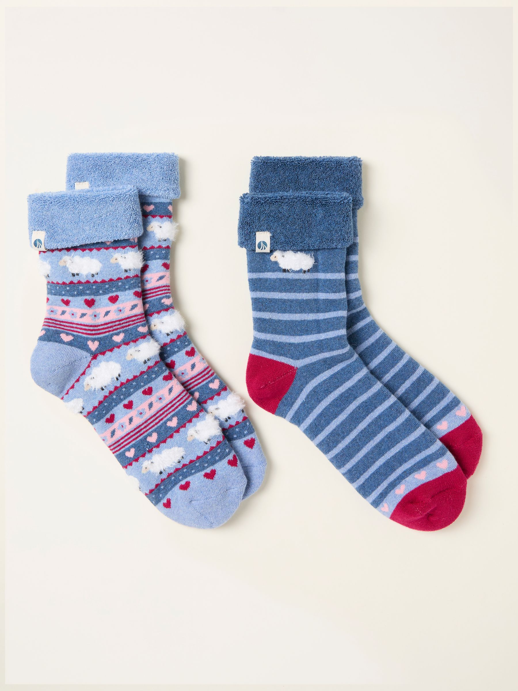 Blue 2 Pairs of Sheep Welly Socks - Image 2 of 2