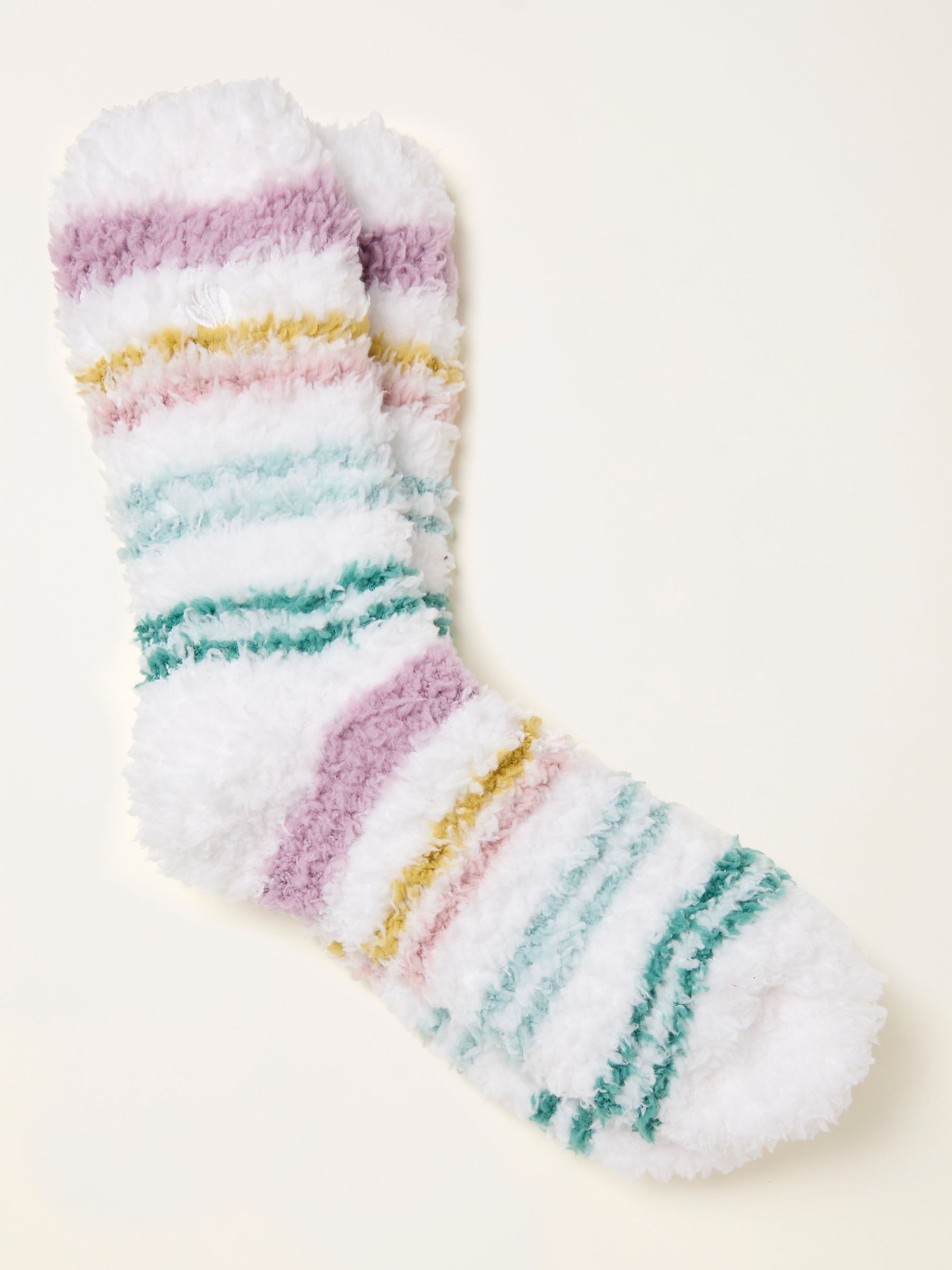 Green Fluffy Striped Socks
