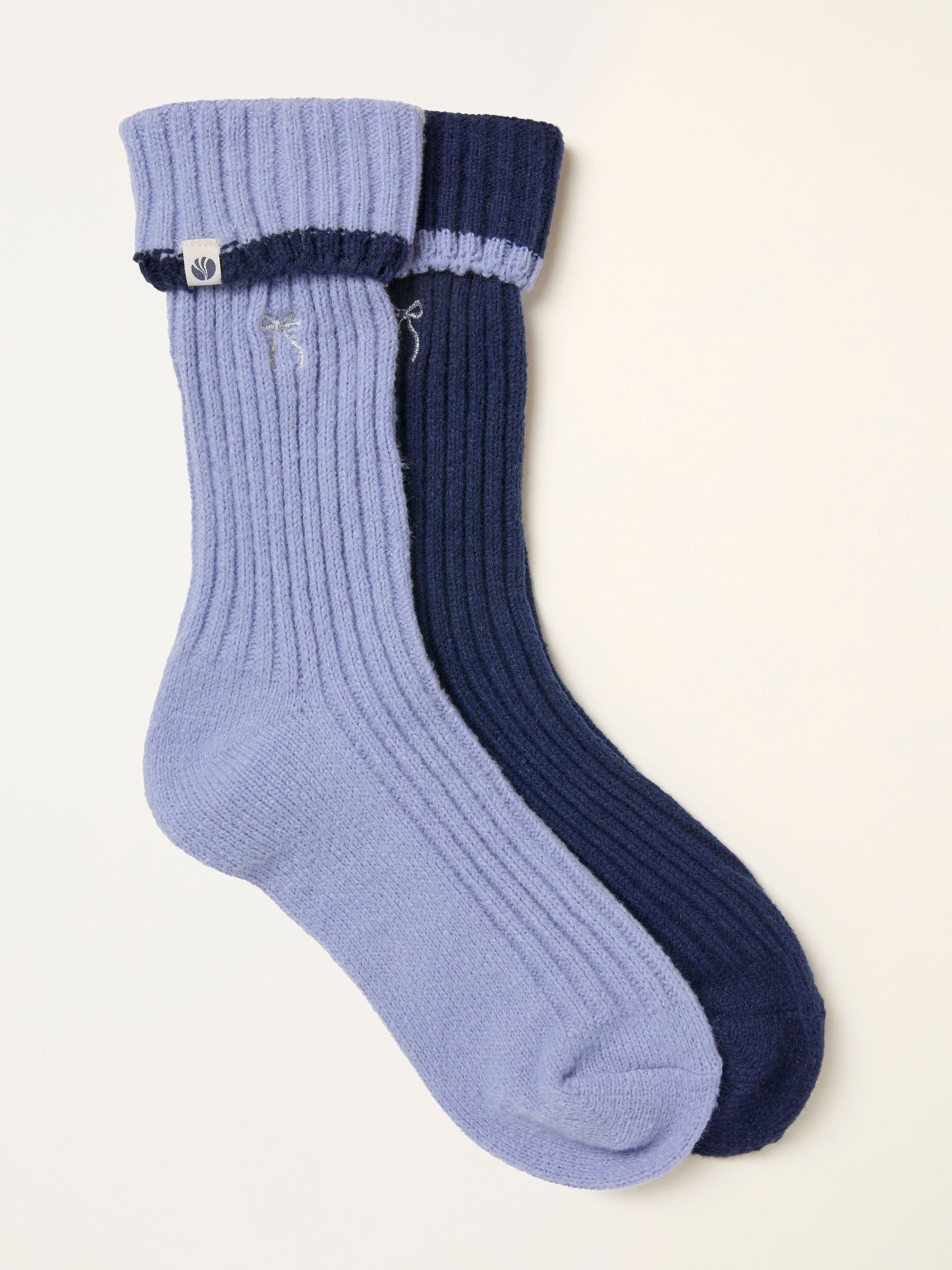 Blue 2 Pairs of Super Soft Bow Socks - Image 1 of 2