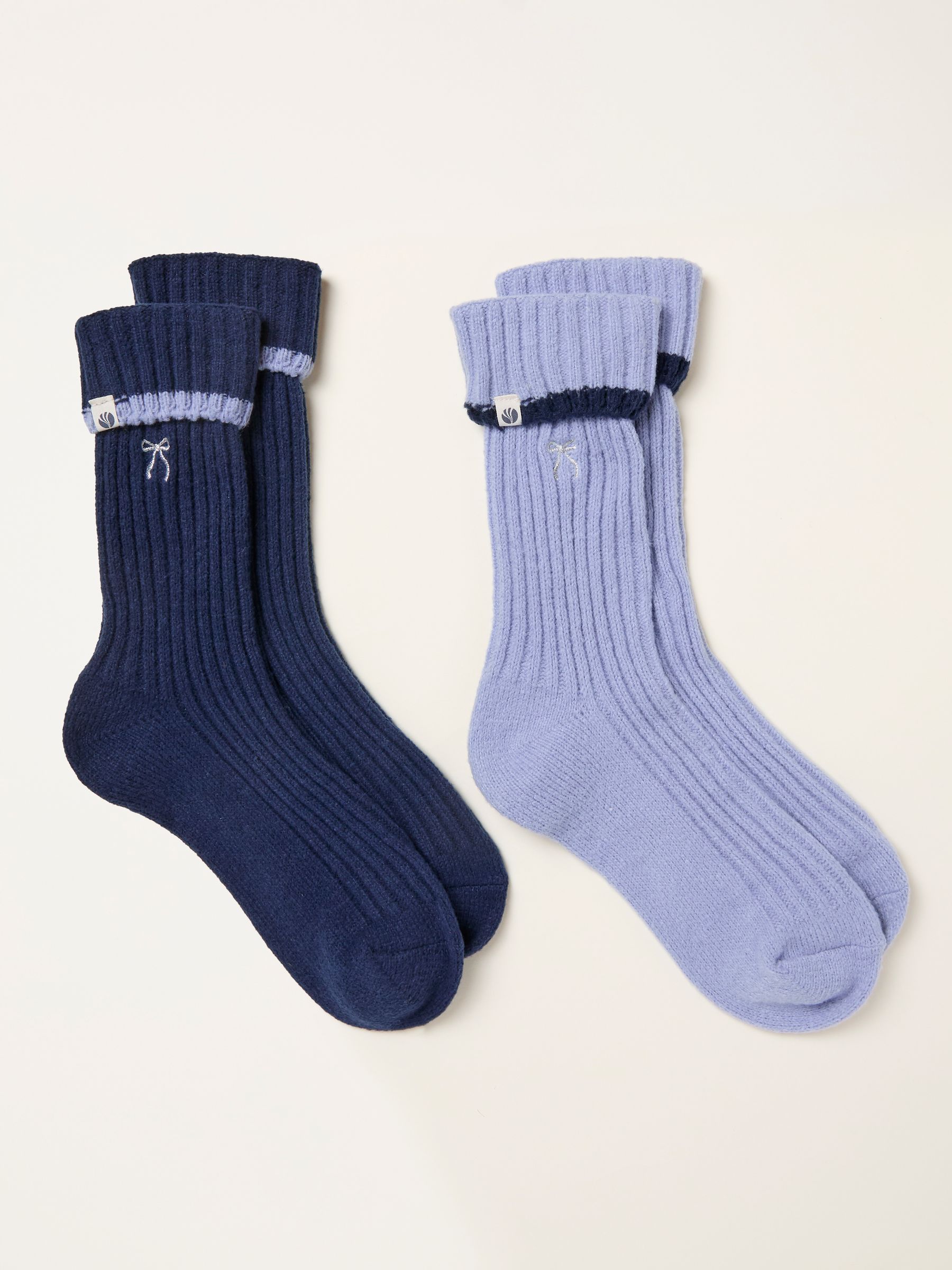 Blue 2 Pairs of Super Soft Bow Socks - Image 2 of 2