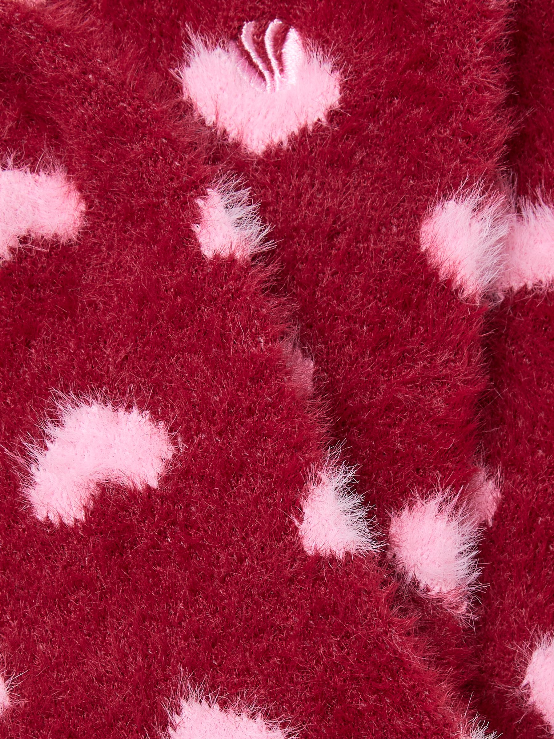 Burgundy Fluffy Heart Socks - Image 2 of 2
