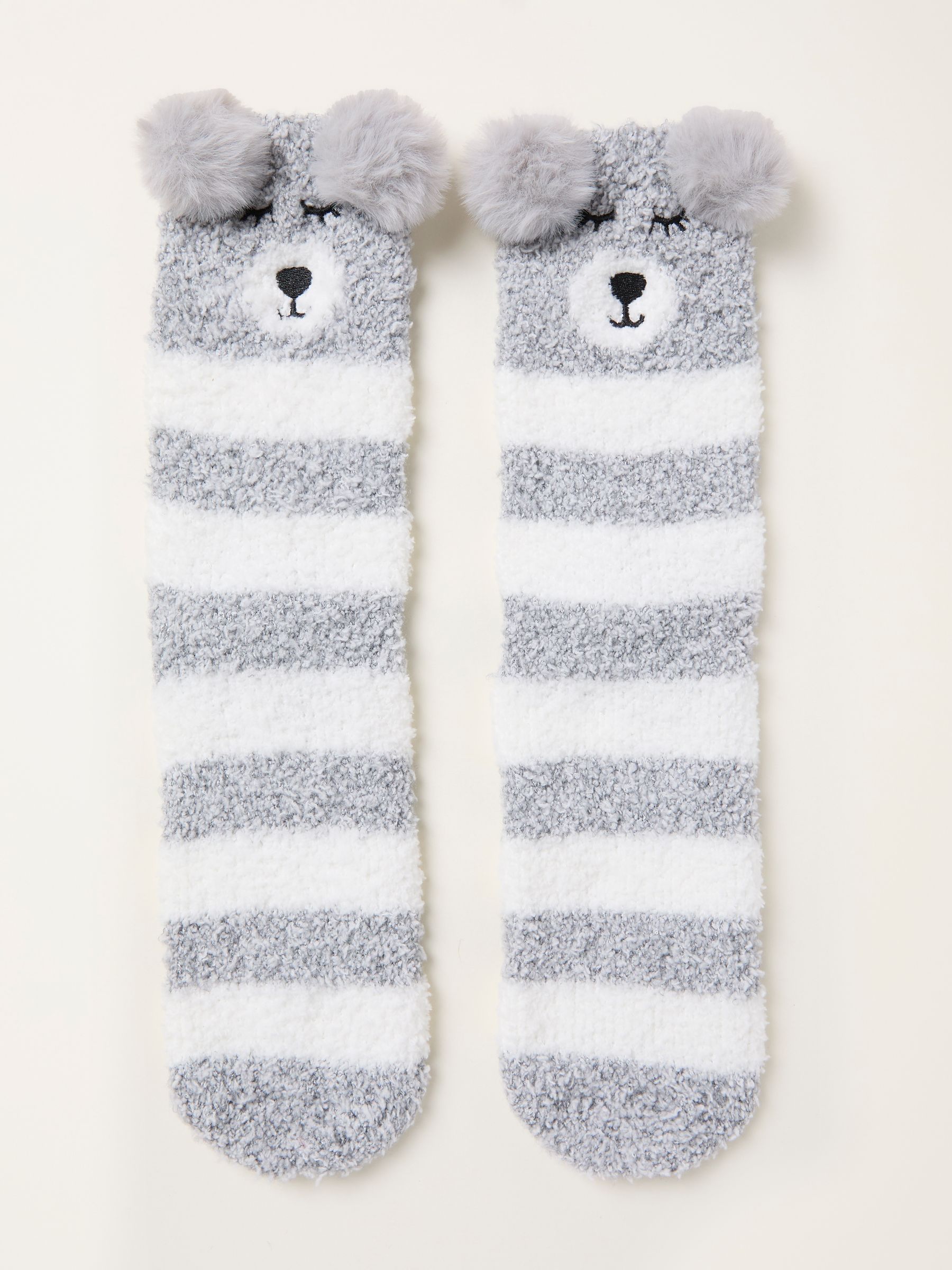 Grey Fluffy Bear Socks - Image 1 of 2