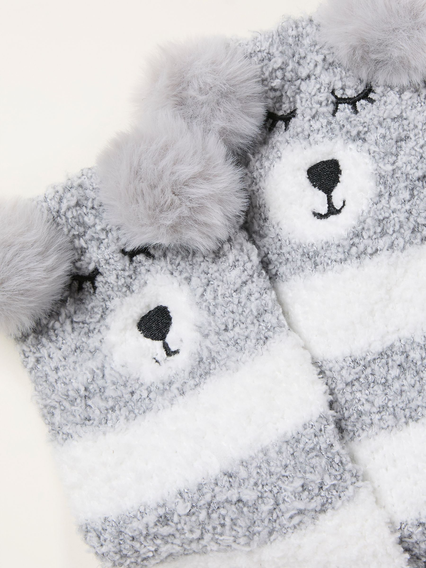 Grey Fluffy Bear Socks - Image 2 of 2