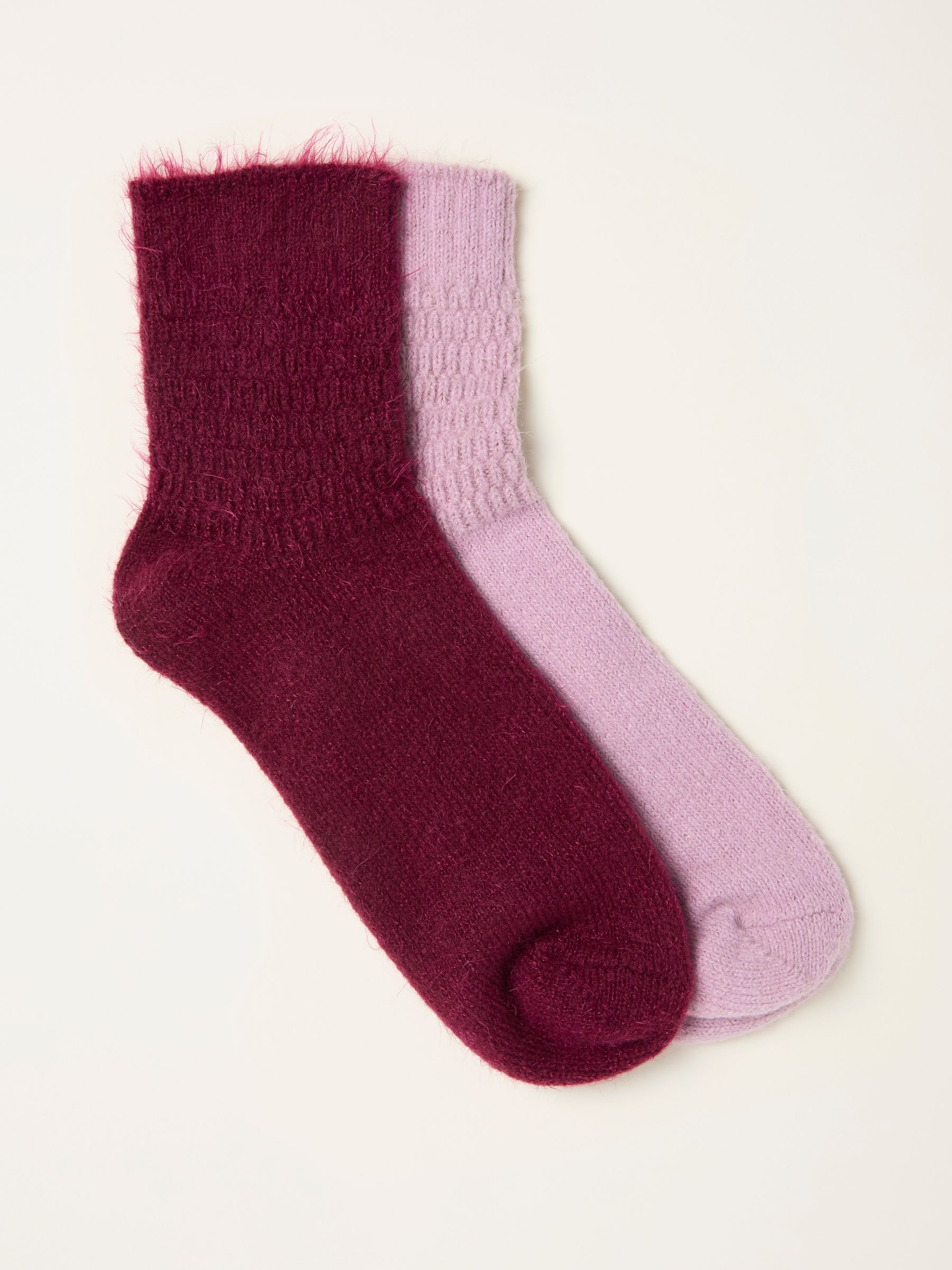Burgundy 2 Pairs of Super Soft Socks - Image 1 of 2