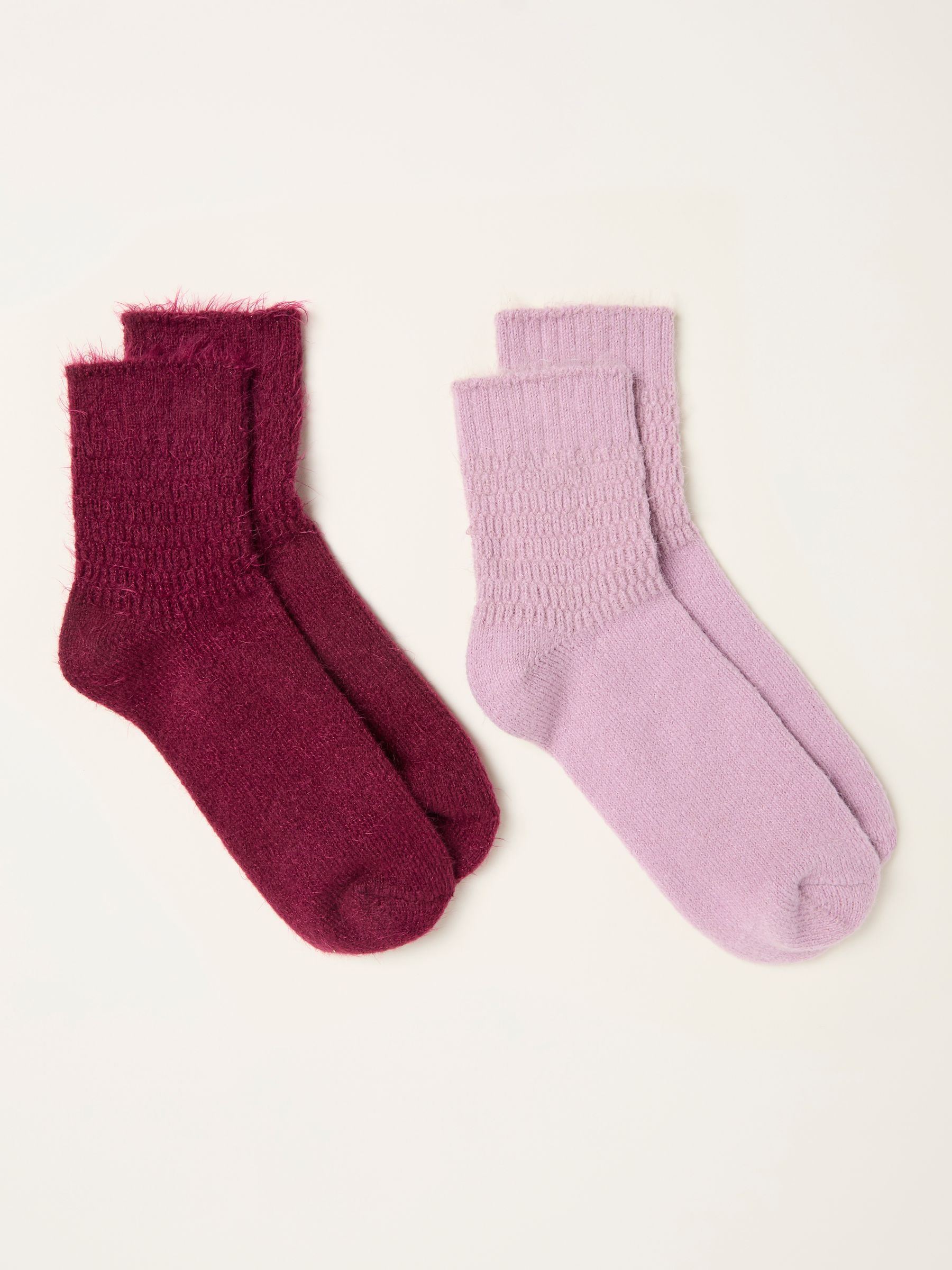Burgundy 2 Pairs of Super Soft Socks - Image 2 of 2