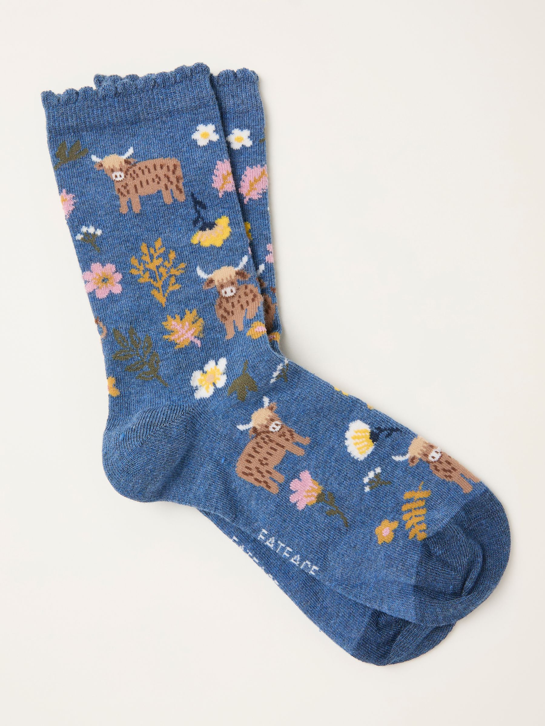 Navy Highland Cow Socks