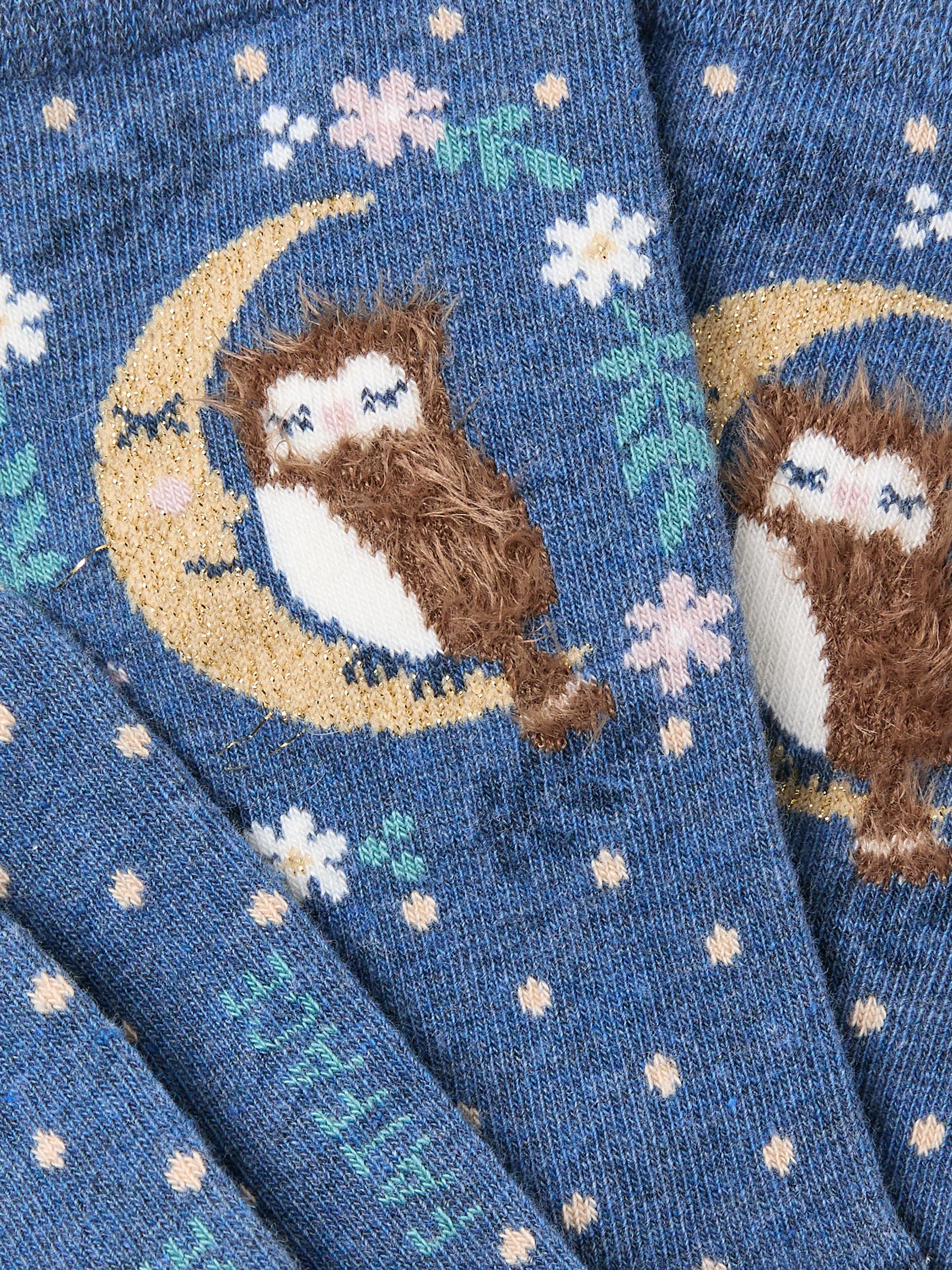 Navy Fluffy Owl Socks - Image 2 of 2
