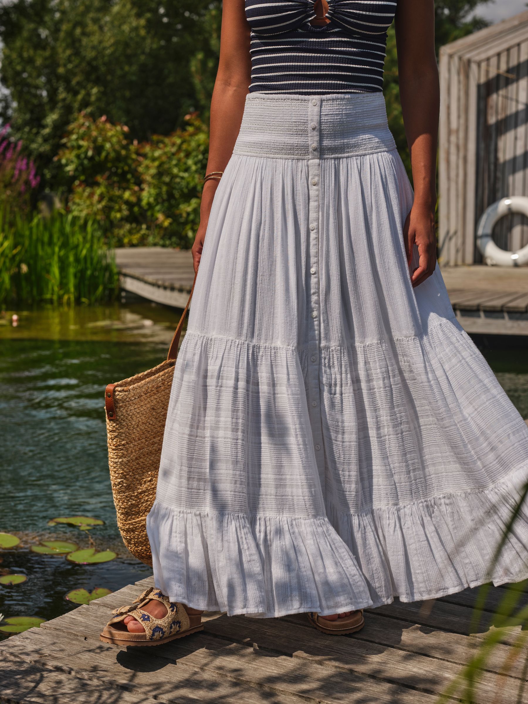 Rhea White Beachwear Maxi Skirt - Image 1 of 4