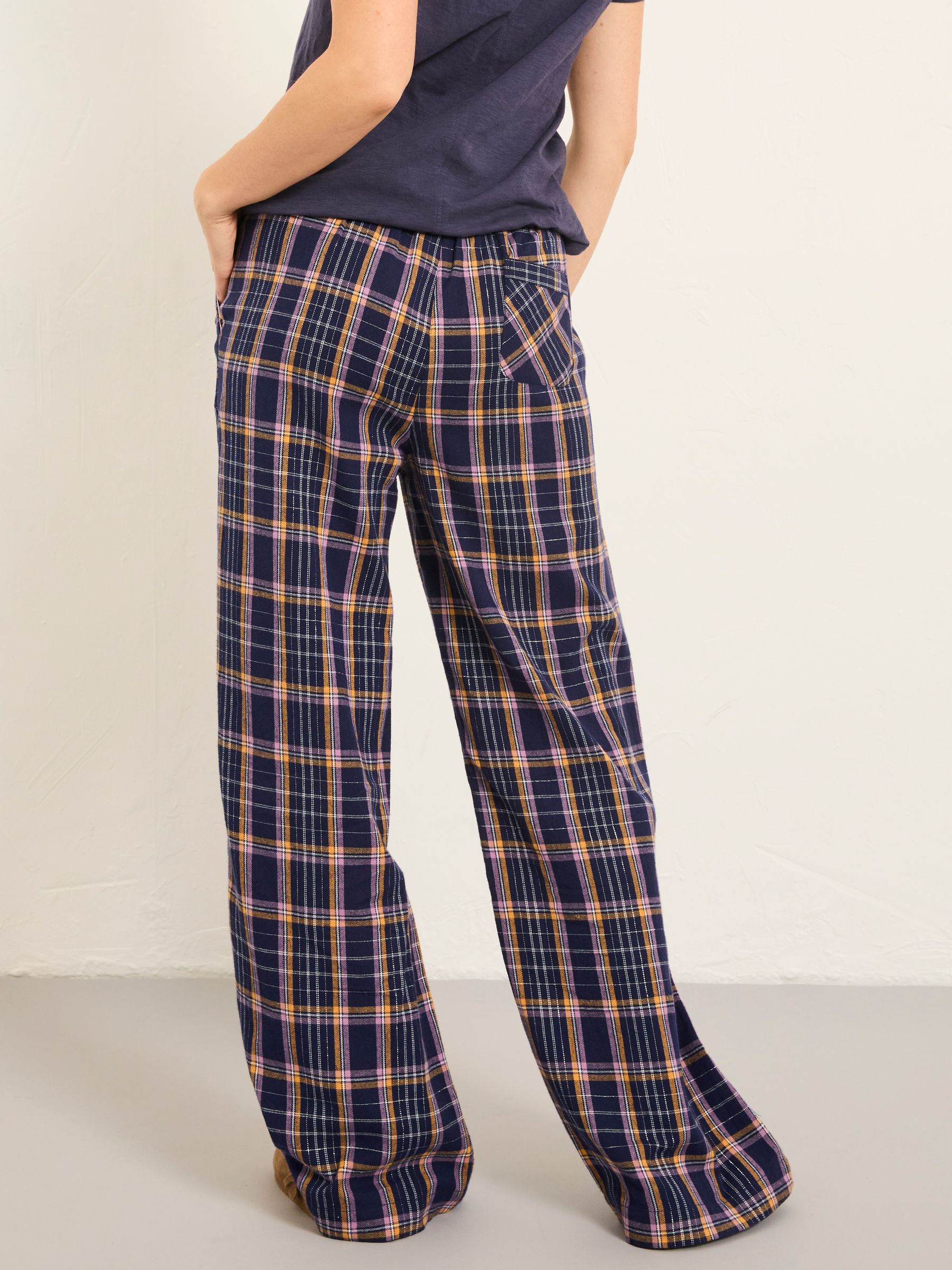 Lola Navy Metallic Check Pyjama Bottoms - Image 2 of 6 Lola Navy Metallic Check Pyjama Bottoms - Image 2 of 6