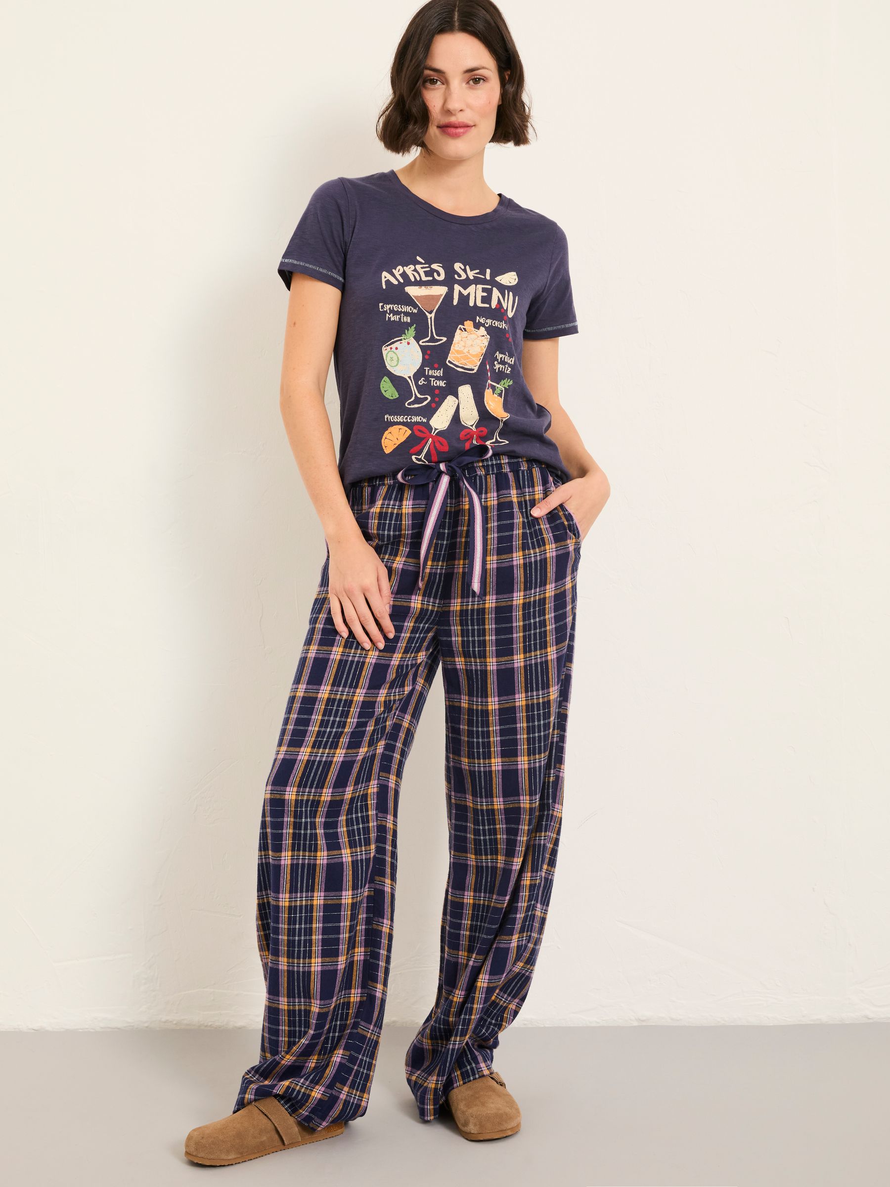Lola Navy Metallic Check Pyjama Bottoms - Image 3 of 6
