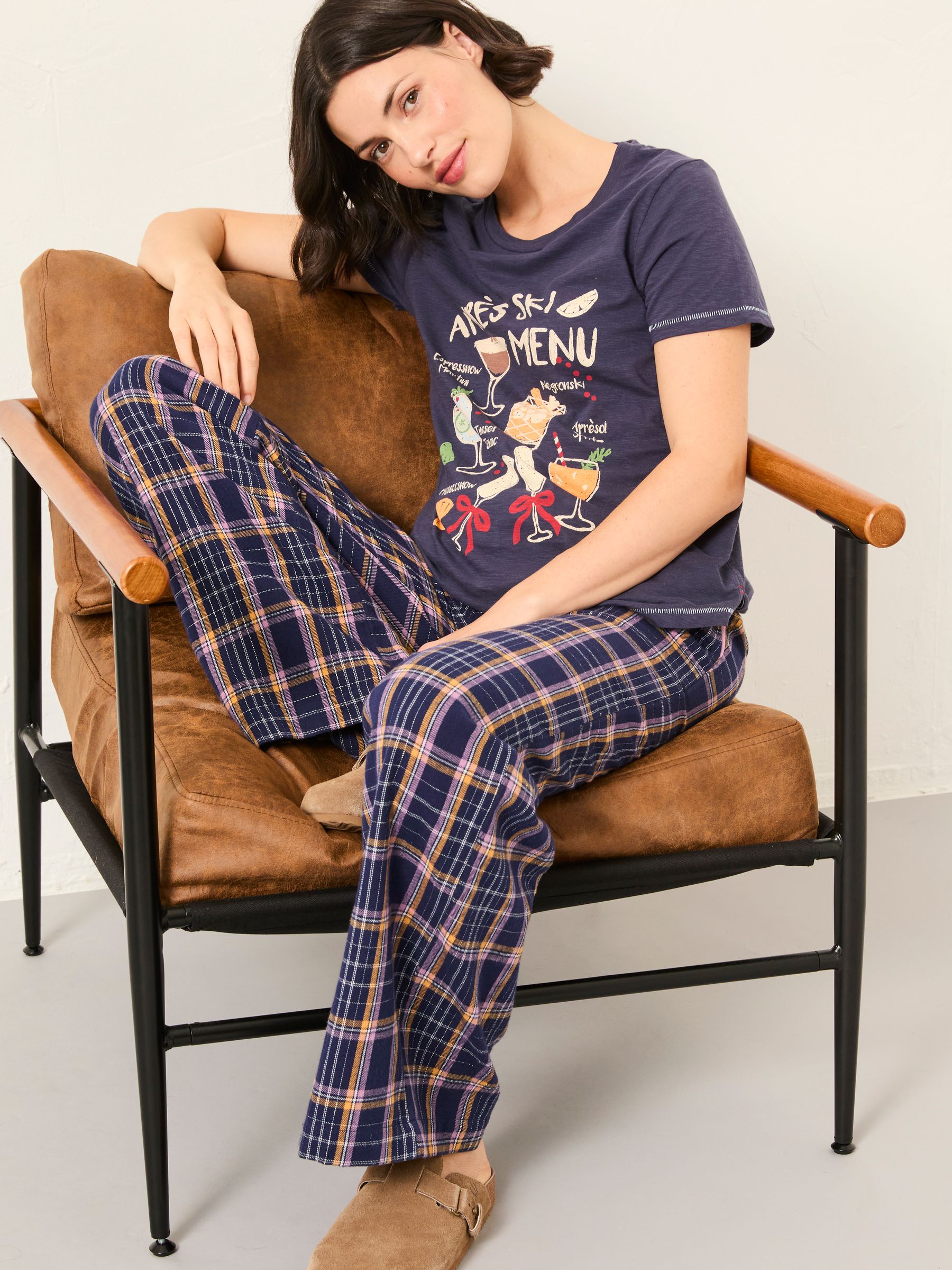 Lola Navy Metallic Check Pyjama Bottoms - Image 4 of 6