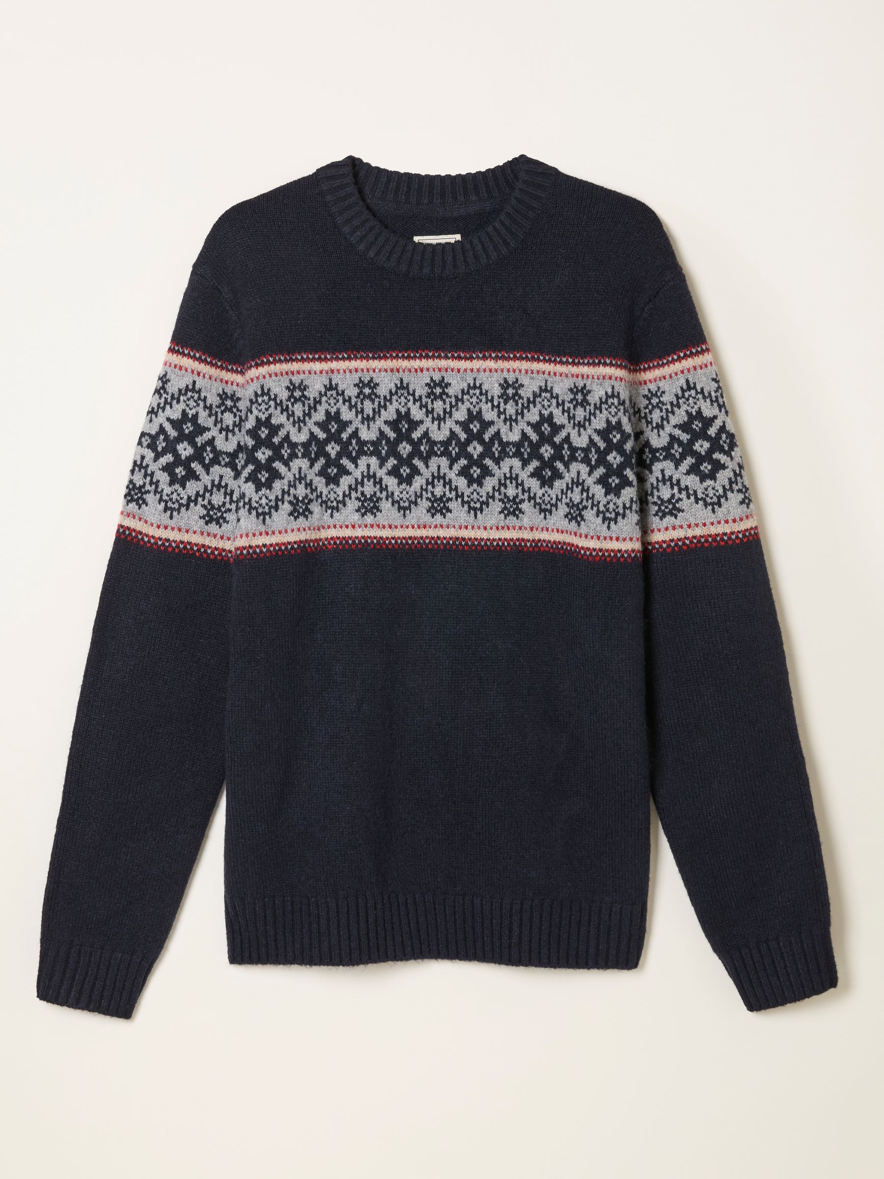 Navy Snowflake Fairisle Knitted Crew Neck Jumper - Image 6 of 6 Navy Snowflake Fairisle Knitted Crew Neck Jumper - Image 6 of 6