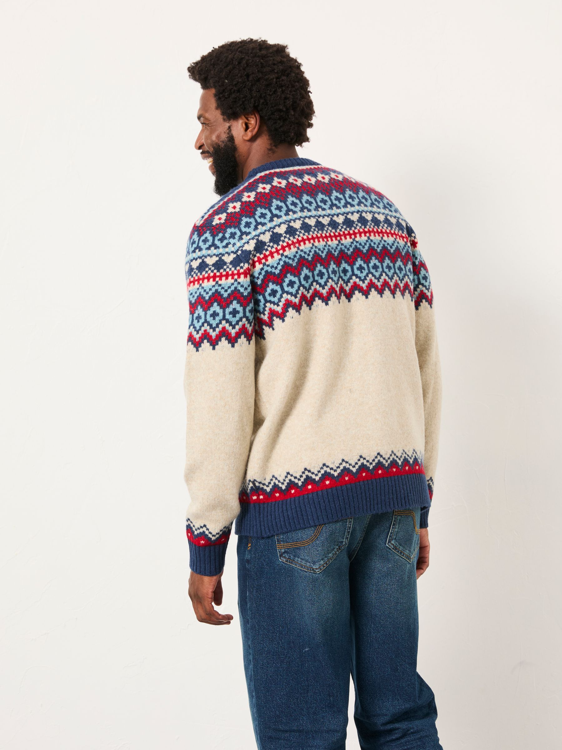Hudson Natural Knitted Fairisle Crew Jumper - Image 2 of 6