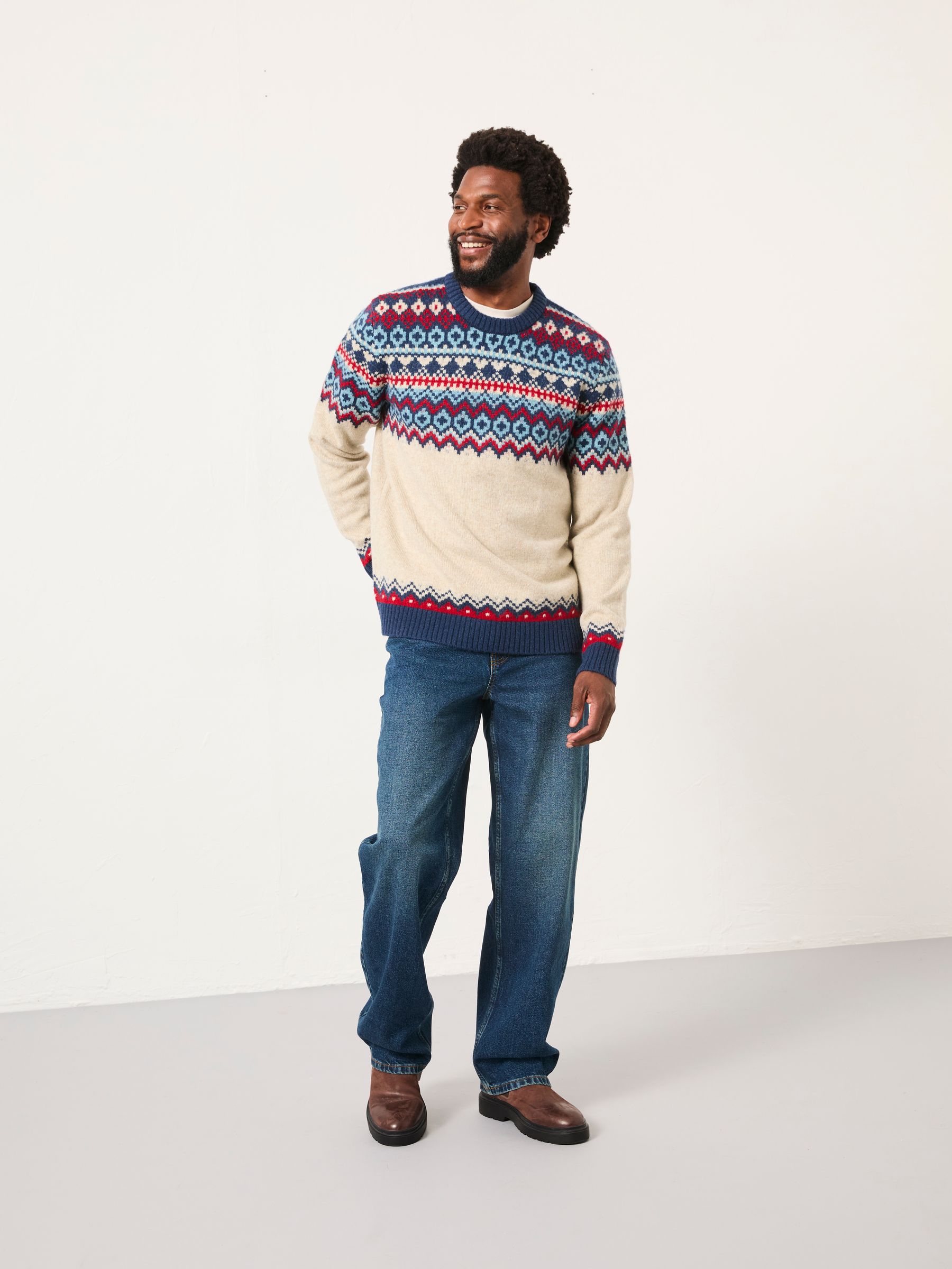 Hudson Natural Knitted Fairisle Crew Jumper - Image 3 of 6