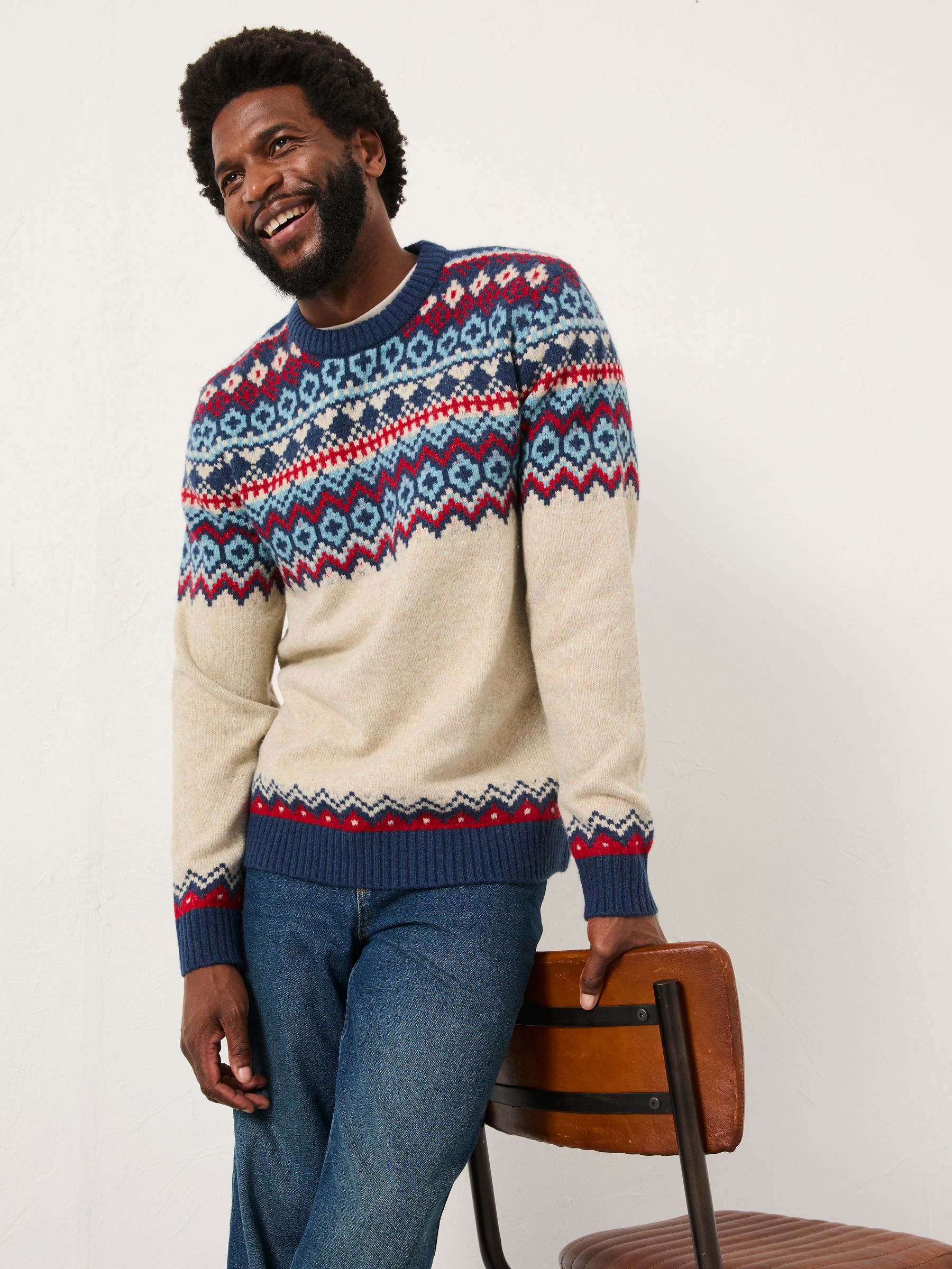 Hudson Natural Knitted Fairisle Crew Jumper - Image 5 of 6