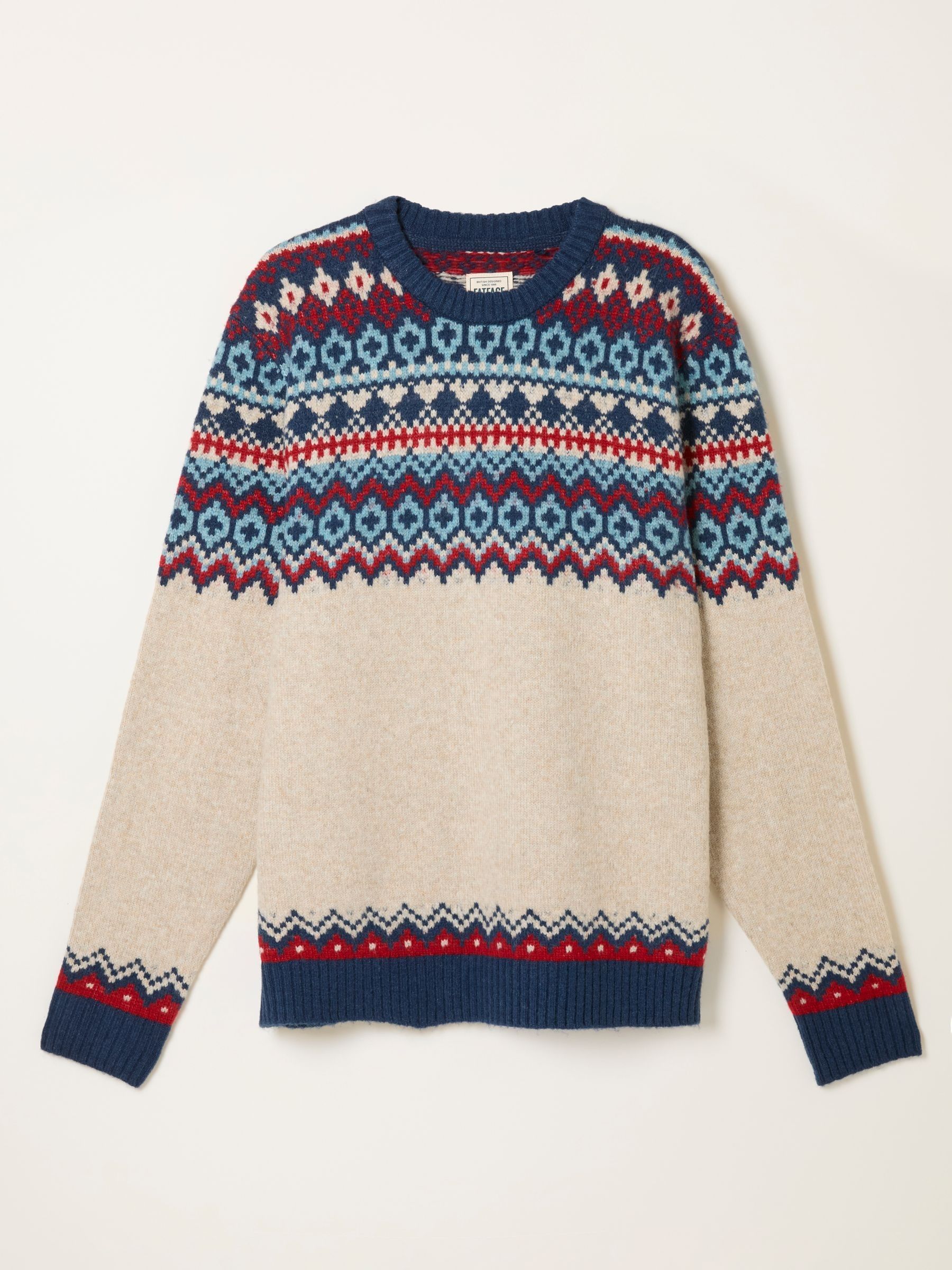 Hudson Natural Knitted Fairisle Crew Jumper - Image 6 of 6