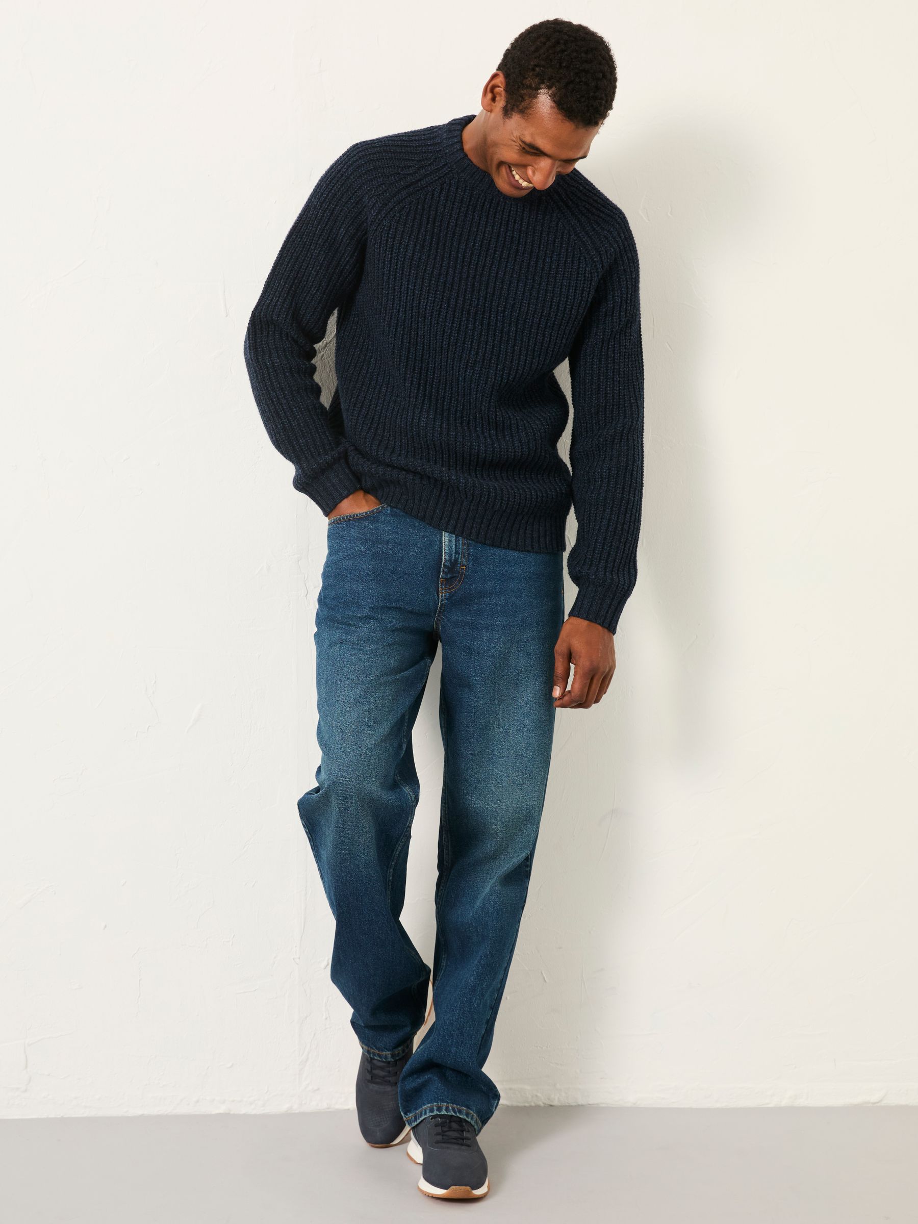 Fife Navy Knitted Crew Jumper - Image 5 of 6