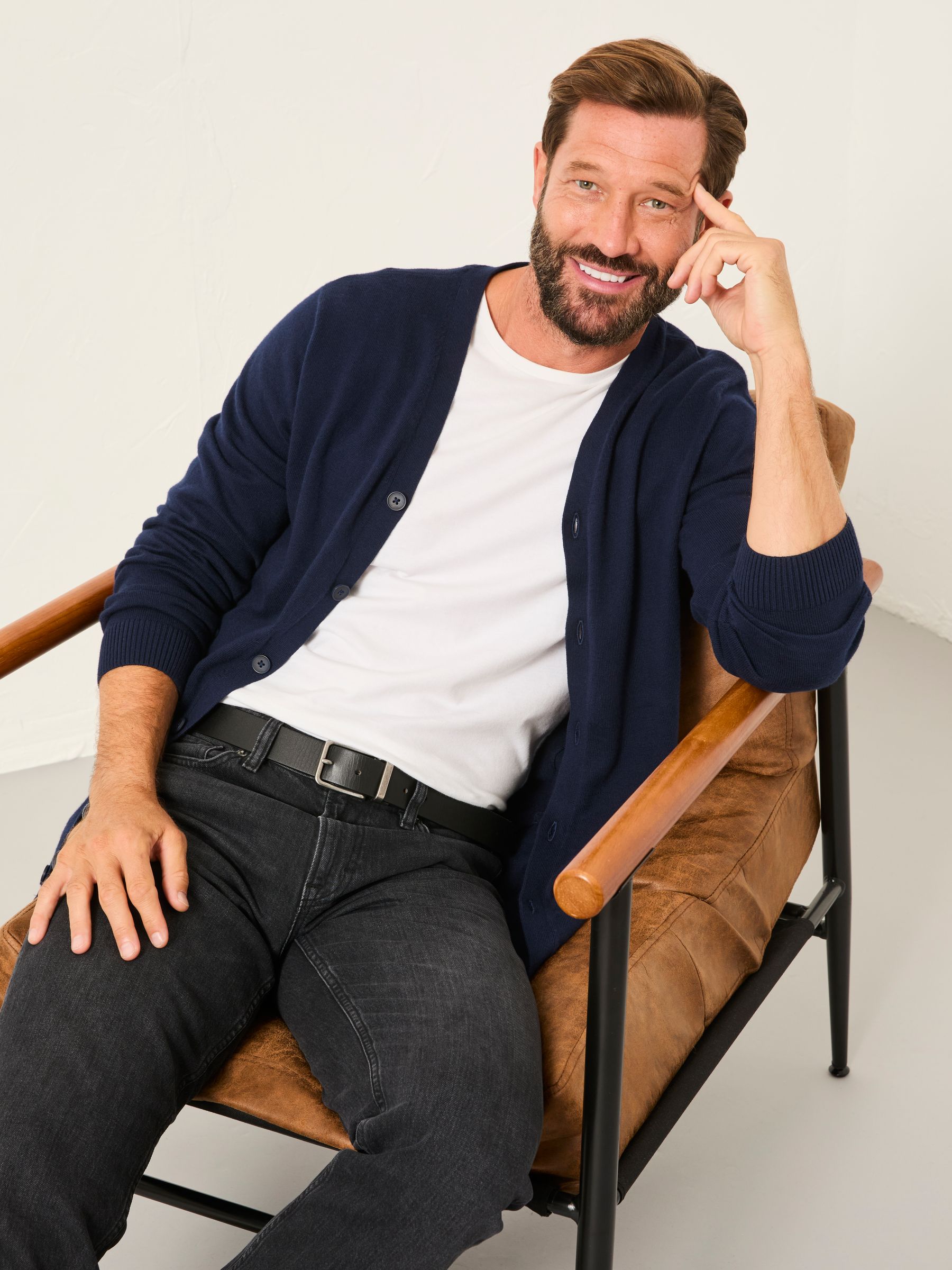 Rye Navy Knitted Button Cardigan - Image 4 of 5