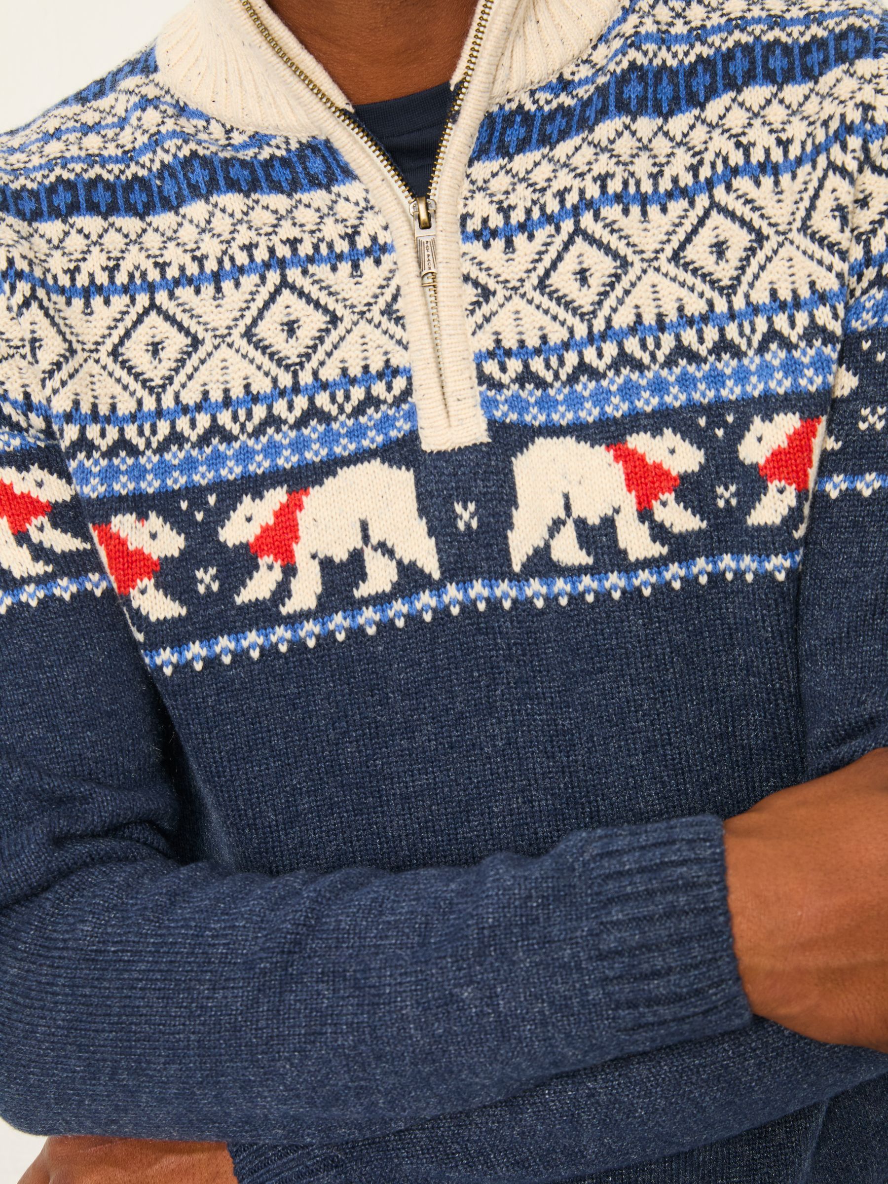 Navy Polar Bear Knitted Fairisle Half Neck Jumper - Image 5 of 6
