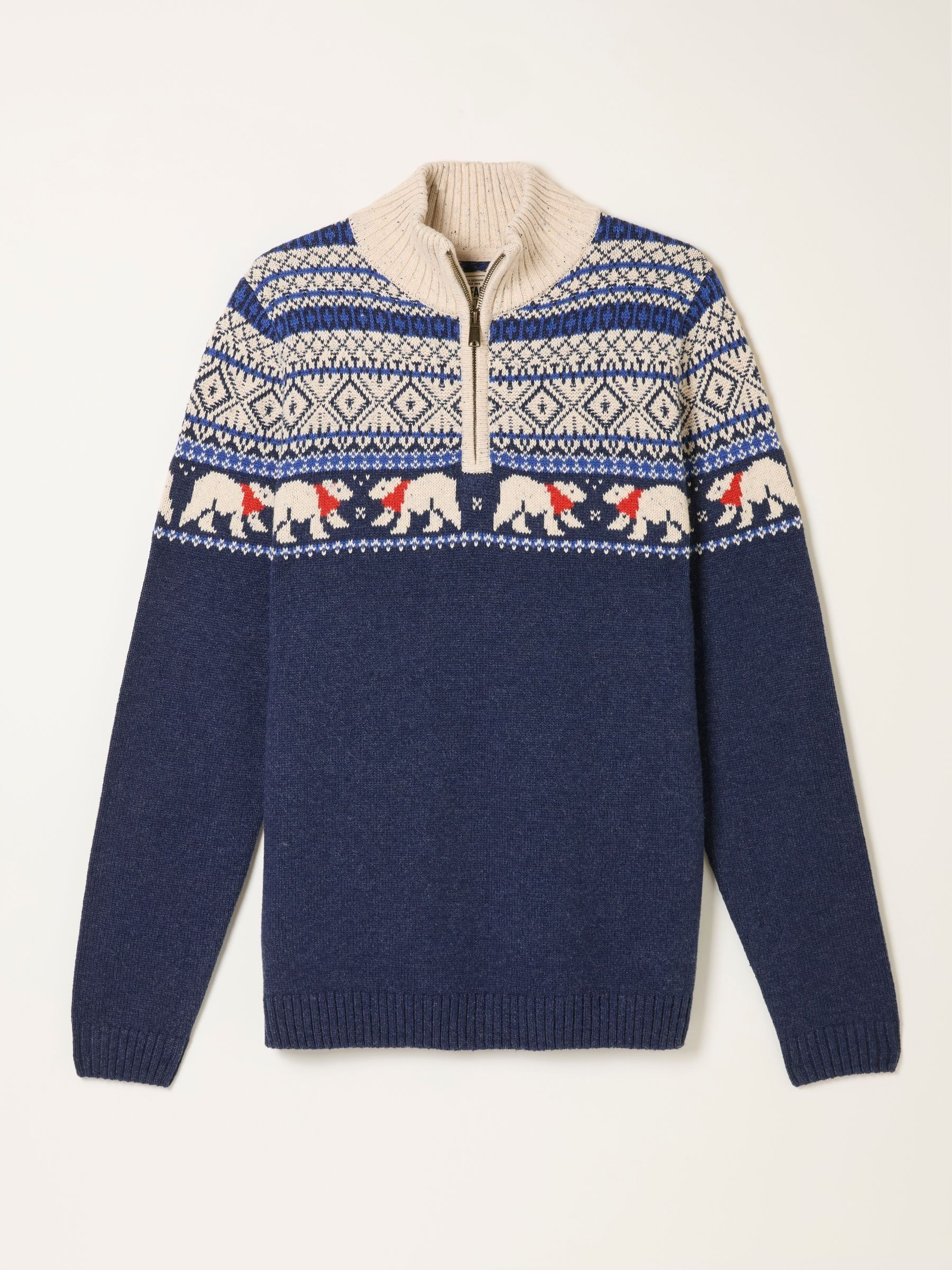 Navy Polar Bear Knitted Fairisle Half Neck Jumper - Image 6 of 6
