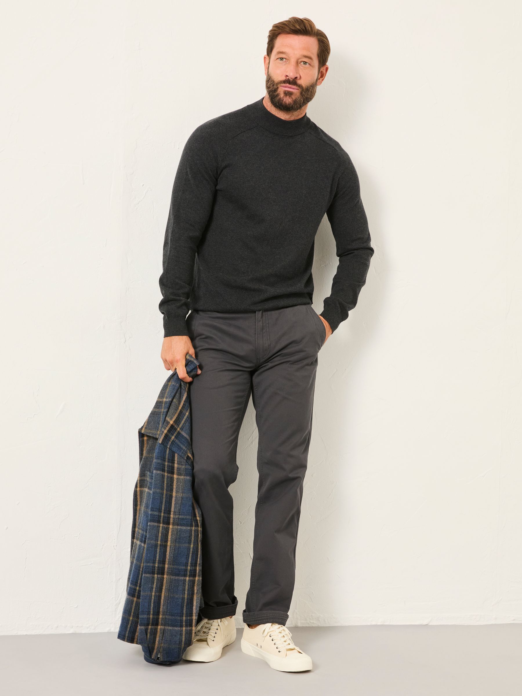 Rye Charcoal Grey Knitted Turtle Neck Jumper | FatFace USA