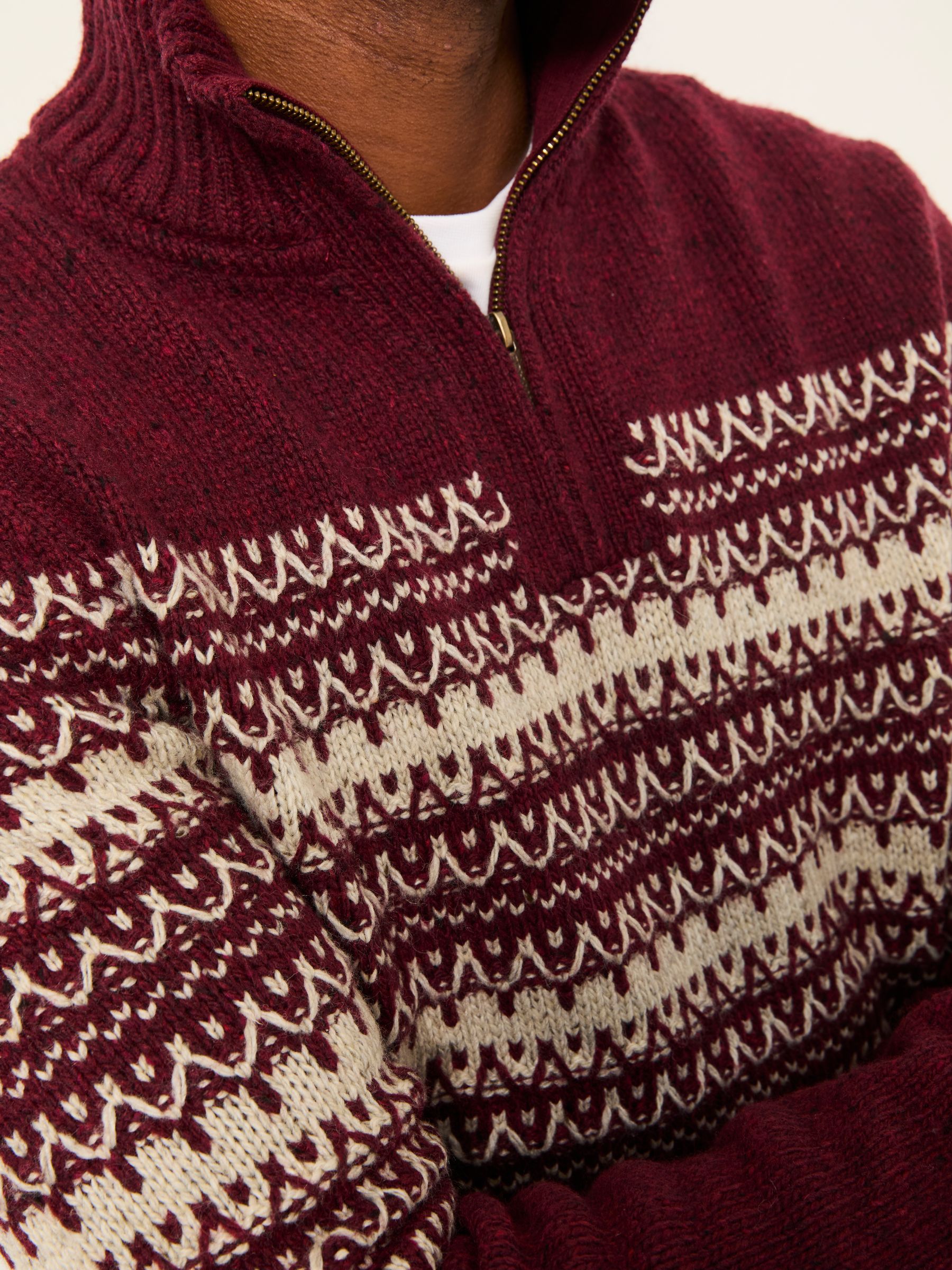 Claret Fairisle Knitted Half Neck Jumper - Image 6 of 7