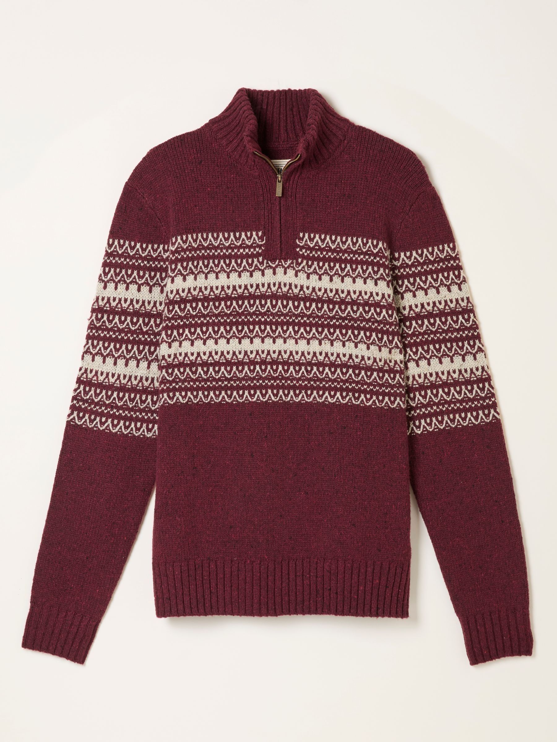 Claret Fairisle Knitted Half Neck Jumper - Image 7 of 7 Claret Fairisle Knitted Half Neck Jumper - Image 7 of 7