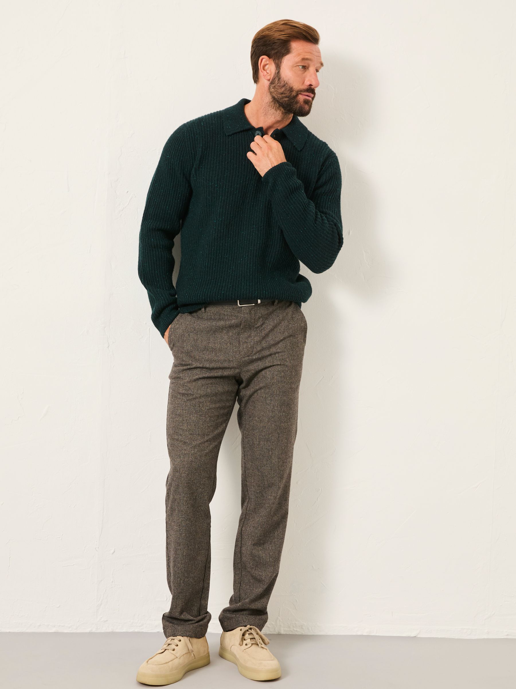 Sennen Dark Green Knitted Polo Neck Jumper - Image 3 of 6