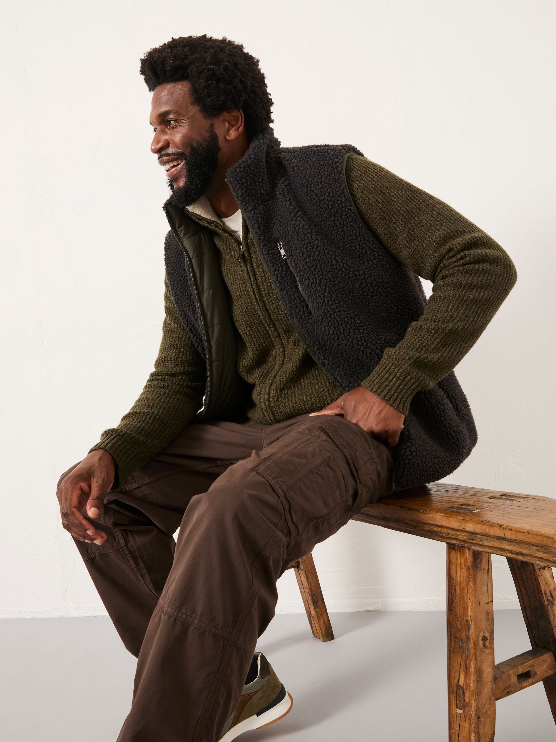 Harwick Khaki Green Lined Knitted Zip Through - Image 5 of 6