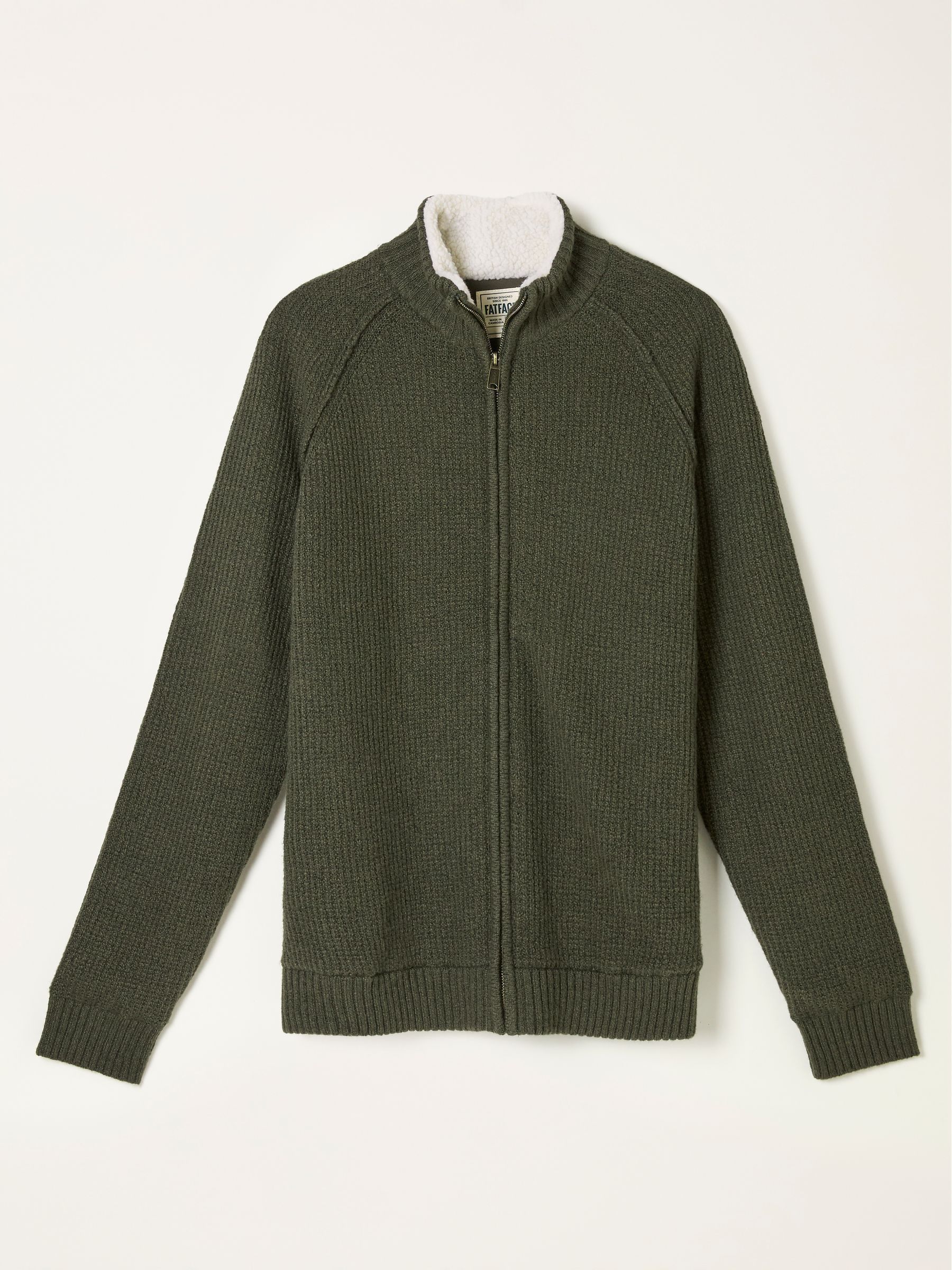 Harwick Khaki Green Lined Knitted Zip Through - Image 6 of 6